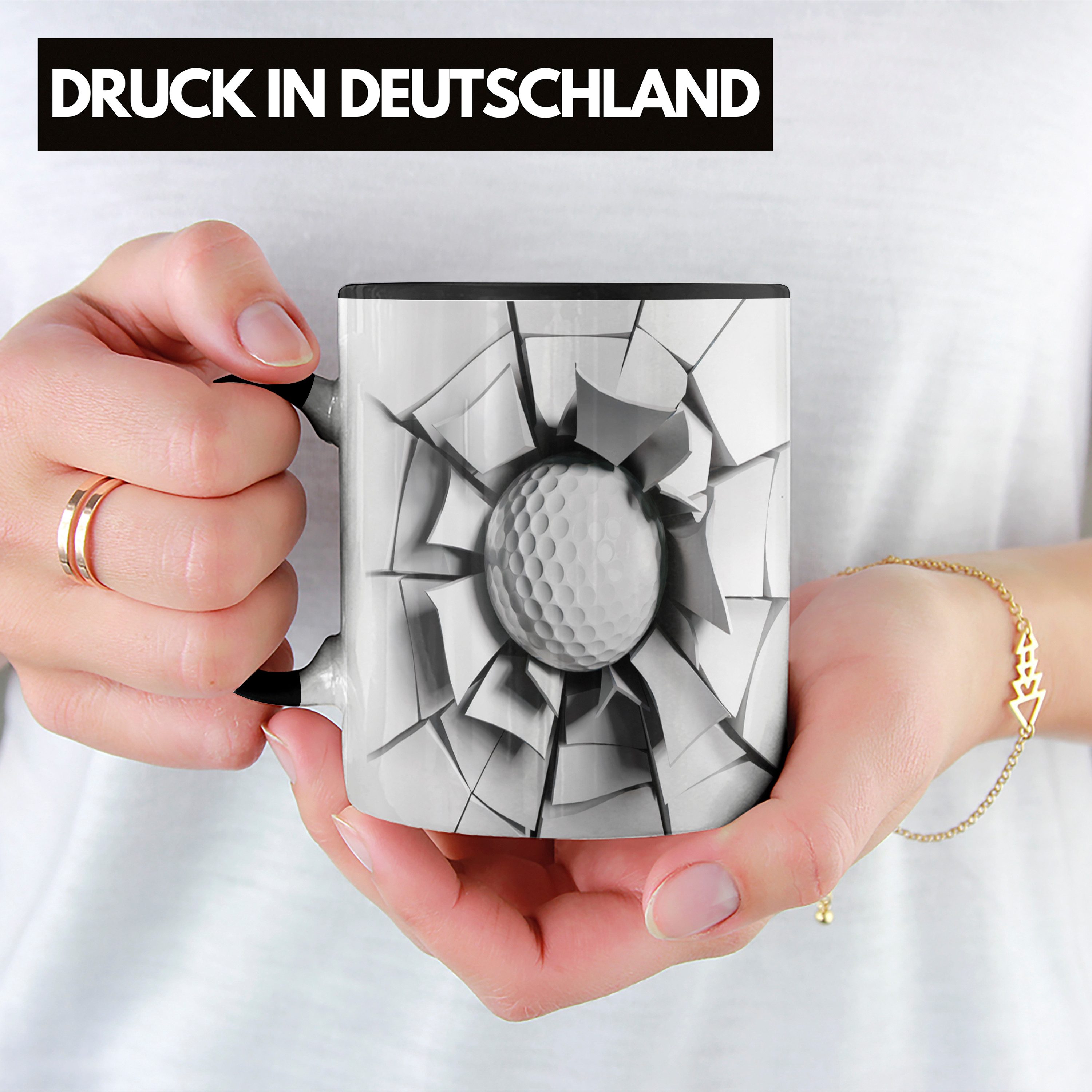Trendation Tasse 3D Golfball Tasse Geschenk Golfball Durchbruch Wand Grafik Geschenki