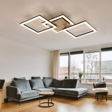 etc-shop LED Deckenleuchte, LED-Leuchtmittel fest verbaut, Warmweiß, LED Deckenleuchte Holz Deckenlampe schwenkbar Wohnzimmerleuchte