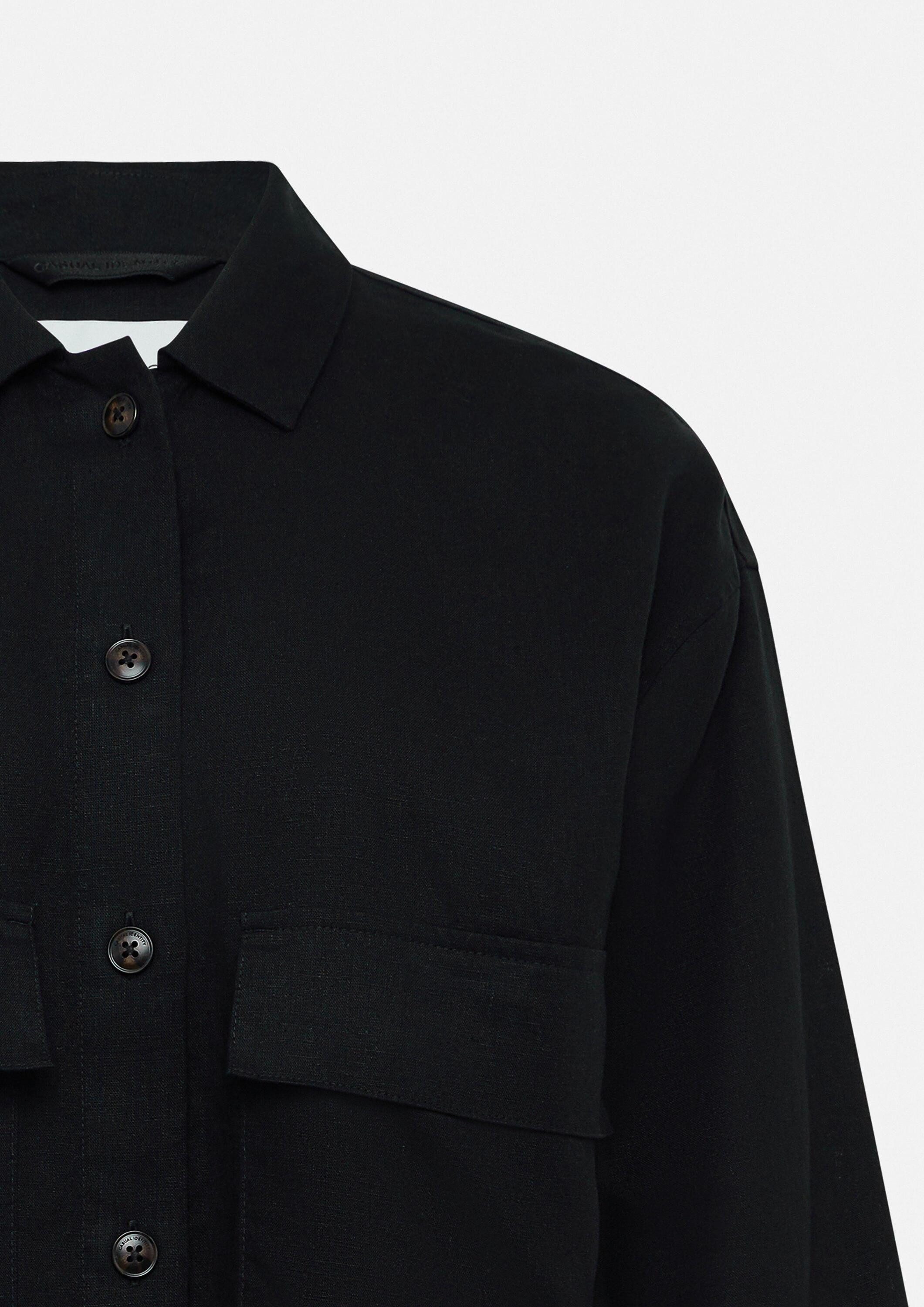 comma Funktionsjacke Indoor-Jacke Kurze Leinemix-Hemdjacke mit 3/4-Ärmeln