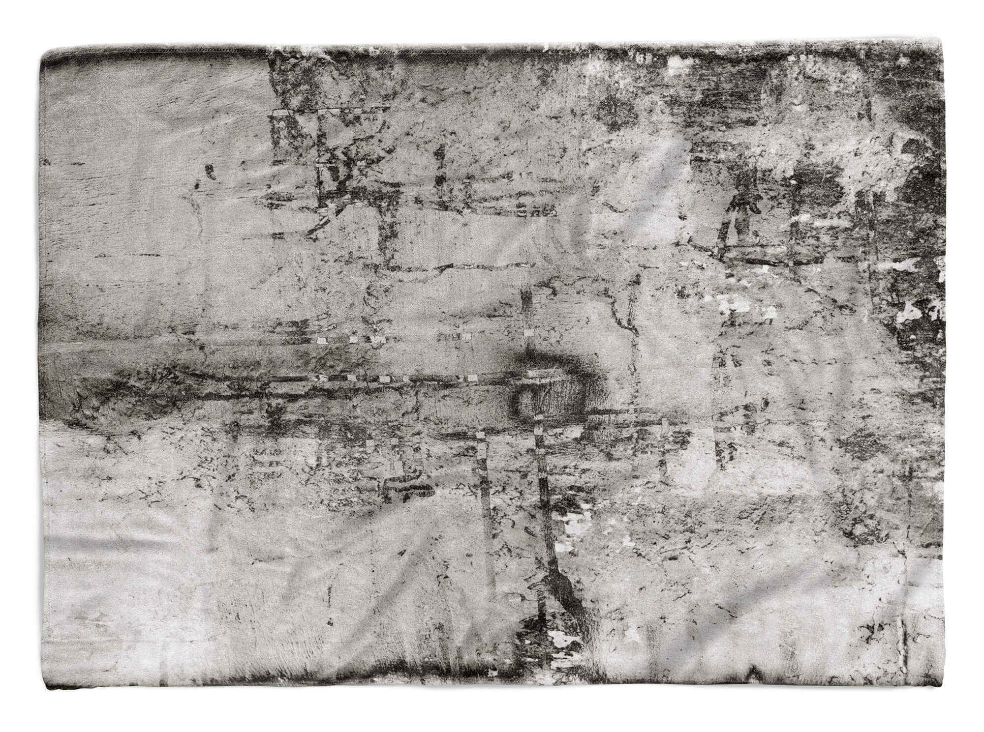 Sinus Art Handtücher Handtuch Strandhandtuch Saunatuch Kuscheldecke mit Fotomotiv Wandstruktur Auffallend Grau, Baumwolle-Polyester-Mix (1-St), Handtuch