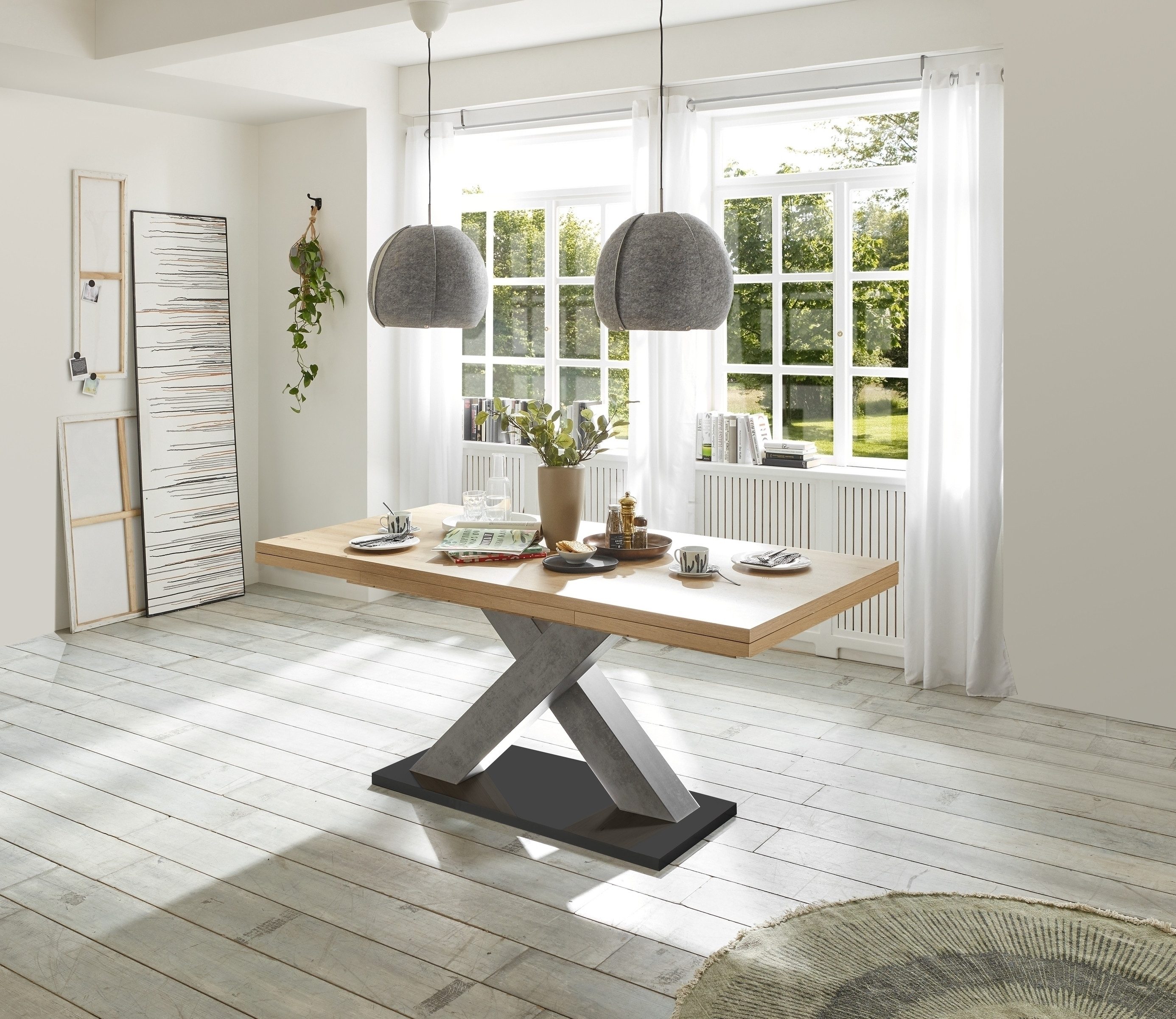 Mäusbacher Kulissentisch in asteiche / graphit - 160x76x90cm (BxHxT)