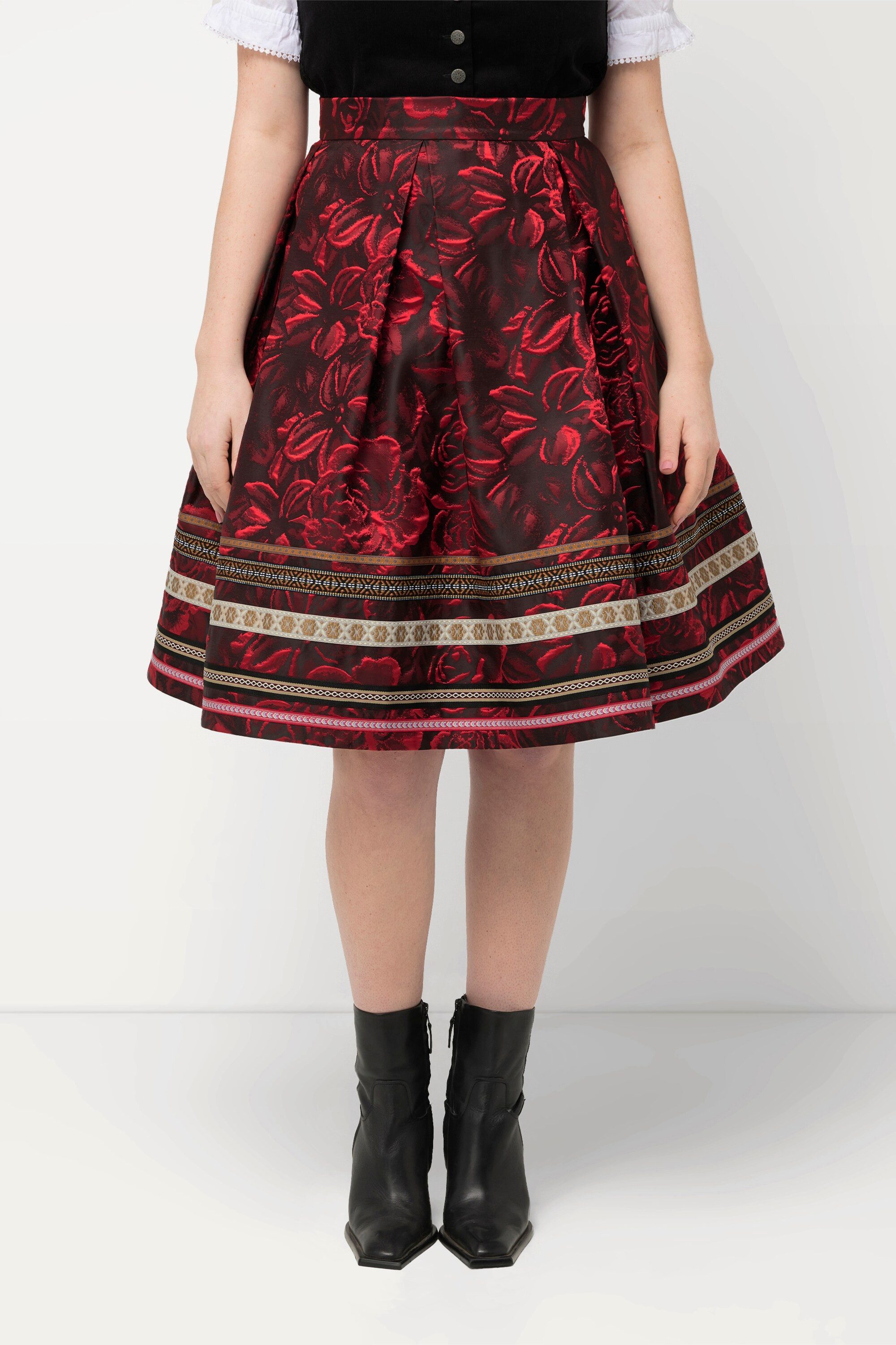 Ulla Popken Jerseyrock Rock A-Linie Jacquard-Blütenmuster günstig online kaufen