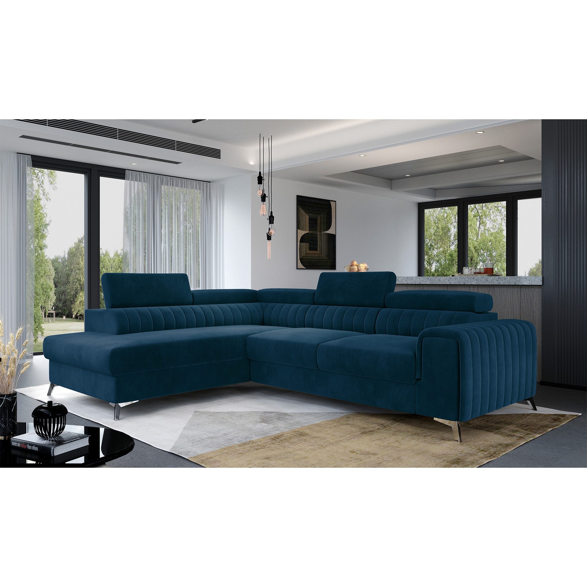 Myhomelando Ecksofa Laurence, mit Schlaffunktion, Bettkasten und verstellbare Kopflehnen