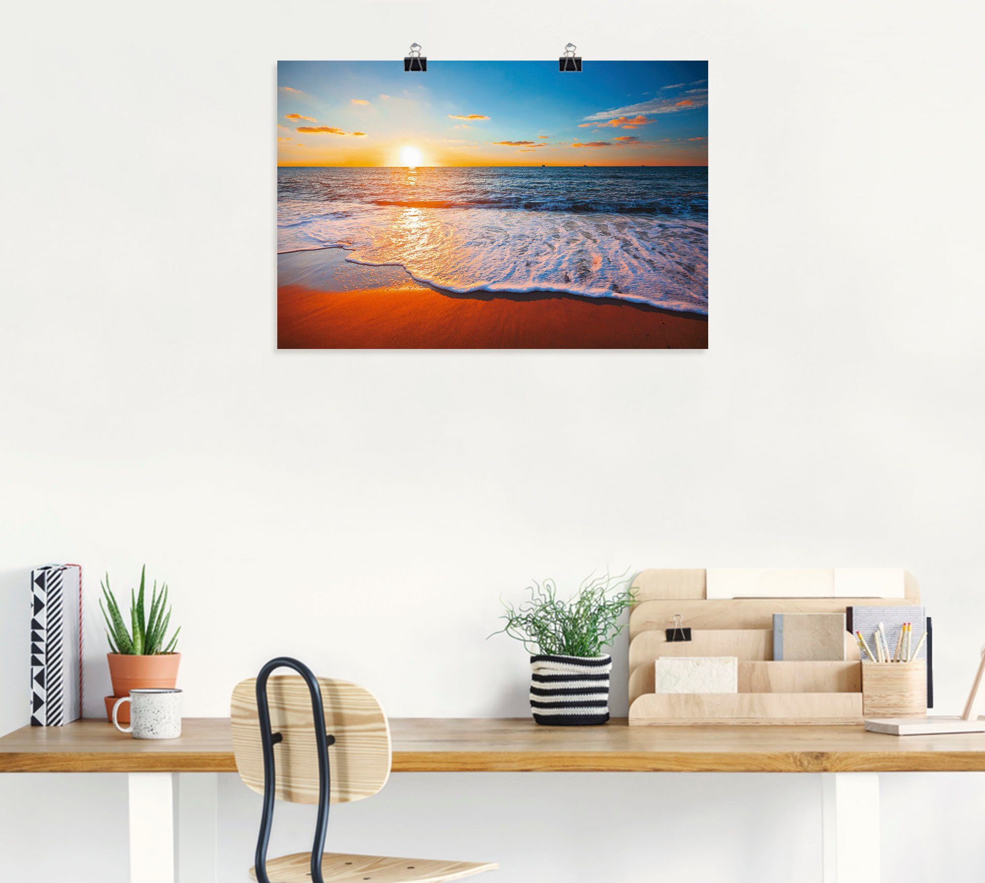 versch. Poster in Leinwandbild, Alubild, Wandbild Größen Sonnenuntergang Strand Artland (1 Wandaufkleber Meer, als oder das St), und