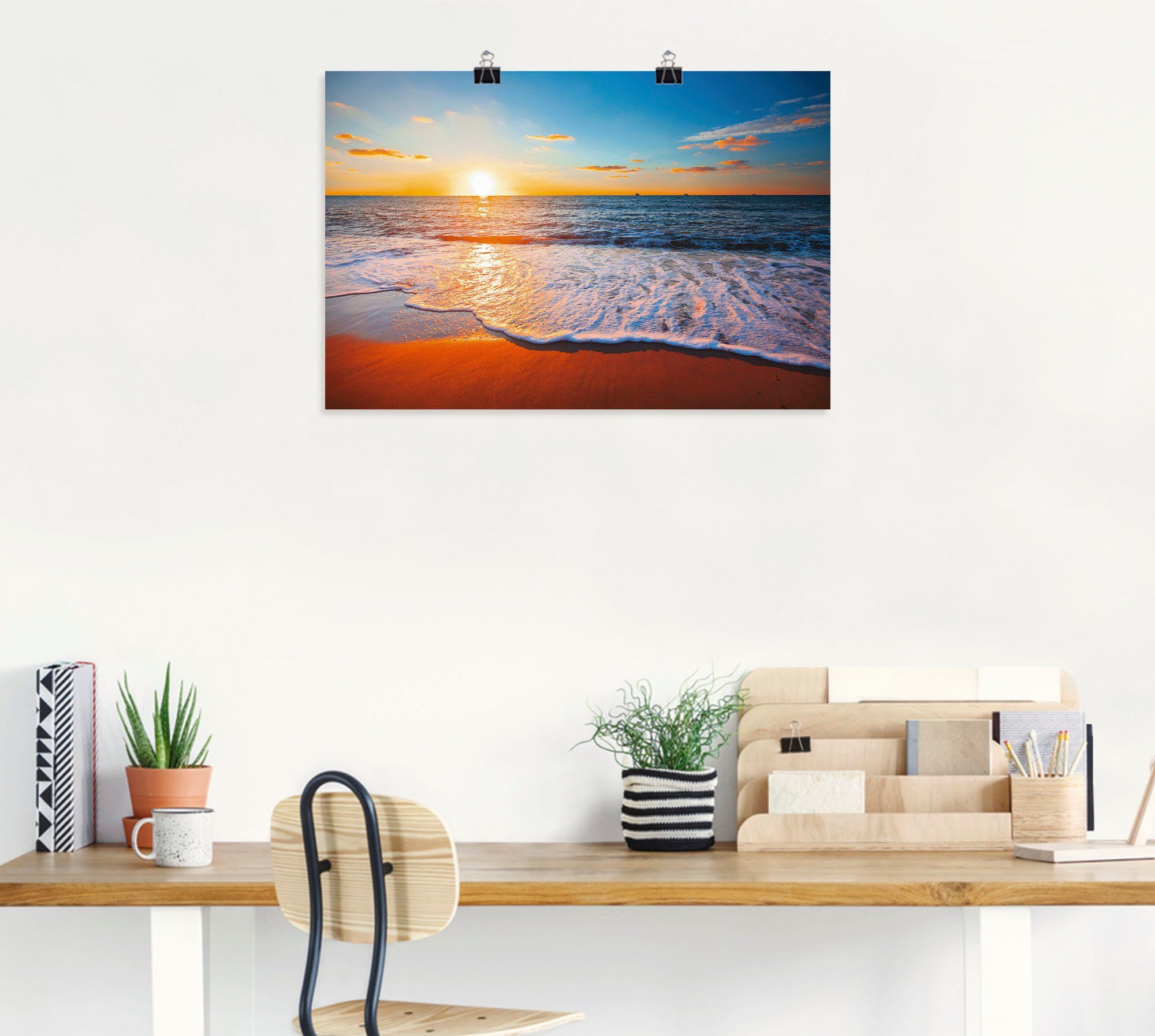 Artland Wandbild Sonnenuntergang und das Meer, Strand (1 St), als Leinwandbild, Poster in verschied. Größen