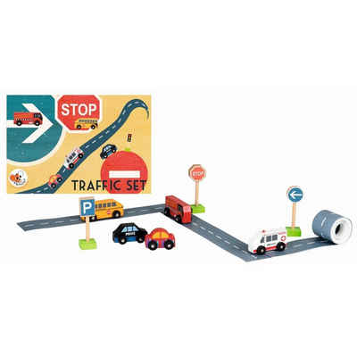 Egmont Toys Spielzeug-Straßenbahn Straßen Set 3 Klebebänder mit Straßenmotiv 8 Verkehrsschilder 5 Autos