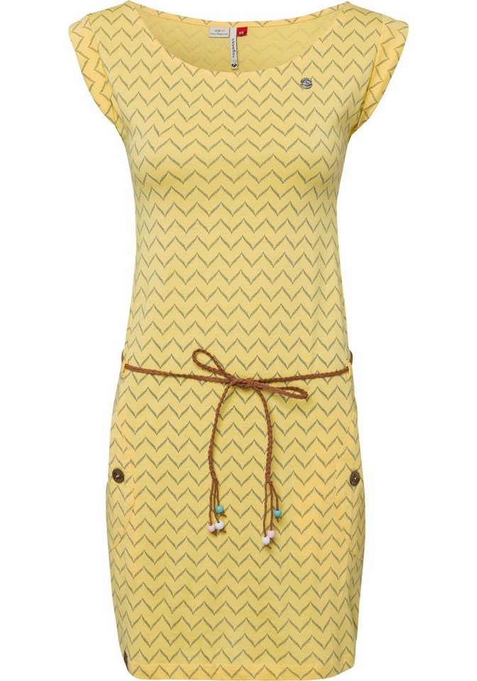 Ragwear Shirtkleid »TAG ZIG ZAG« (2-tlg., mit abnehmbarem Gürtel) mit "Zig Zag" Alloverprint in gelb