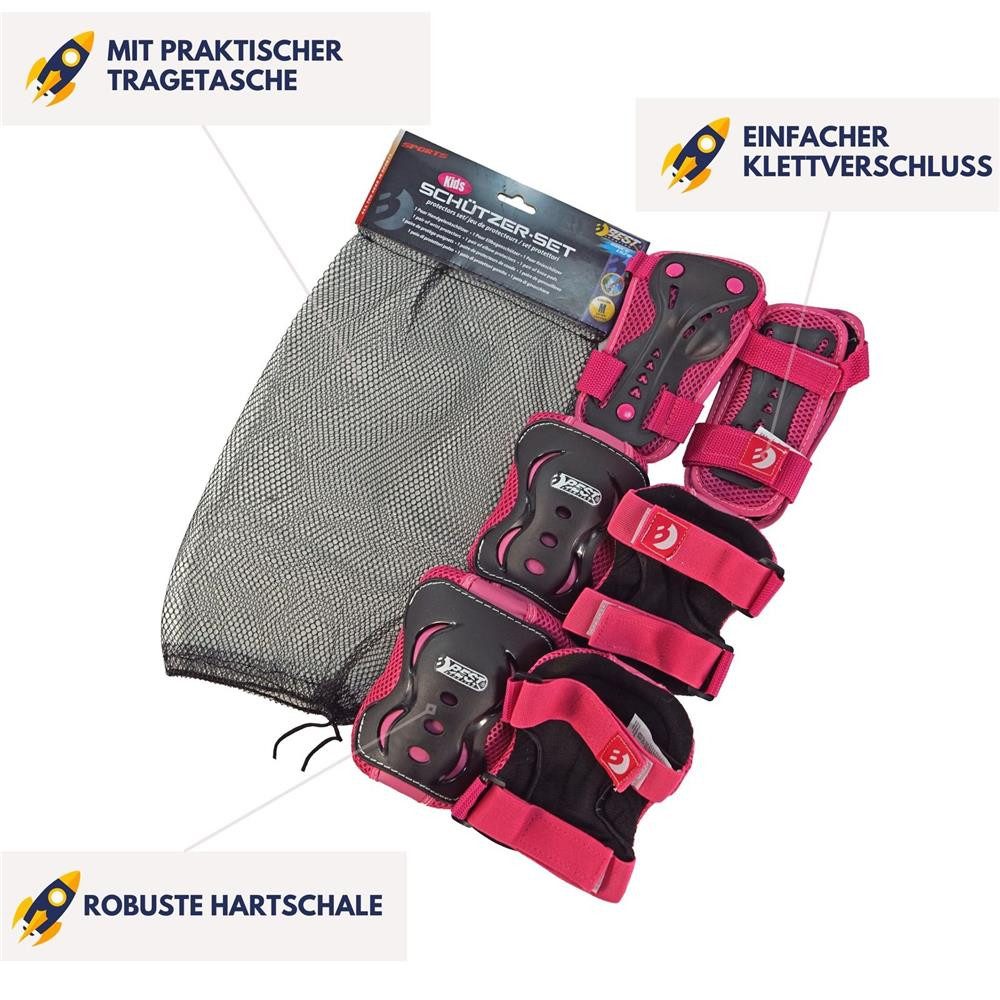 Best Sporting Protektoren-Set Gelenkschützer-Set M für Kinder von 7–11 Jahren (Gelenkschützer-Set, 2 Knieschoner, 2 Ellenbogenschoner und 2 Handgelenkschoner), PP-Hartschalen, PU-Polsterung, Klettverschlüsse, 6-teilig, elastisch