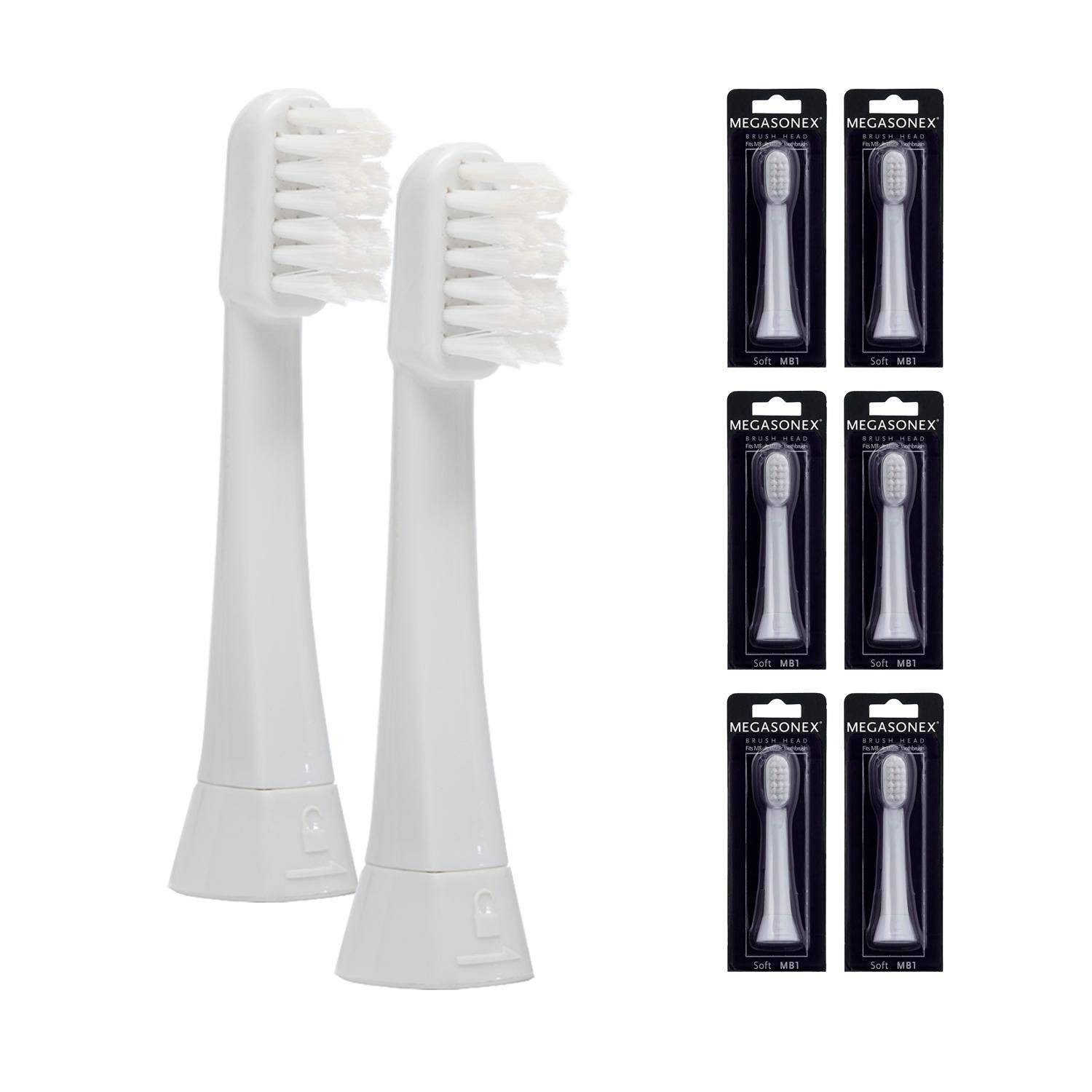 Megasonex Aufsteckbürsten Mega-102 Soft Zig Zag, Soft-Borsten, Zig-Zag-Borstenprofil