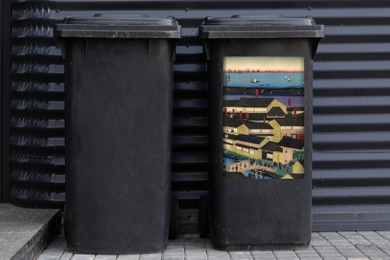 MuchoWow Wandsticker Illustration Mülleimer-aufkleber, Lebens Abfalbehälter Mülltonne, St), Yokohama, des Container, Sticker, in Japan (1