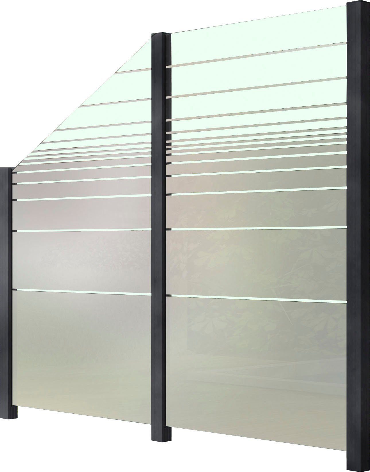 STAKET PRO Zaun, (Set), Glaszaun, zwei Gläser und seitlicher Abschrägung zum Einbetonieren