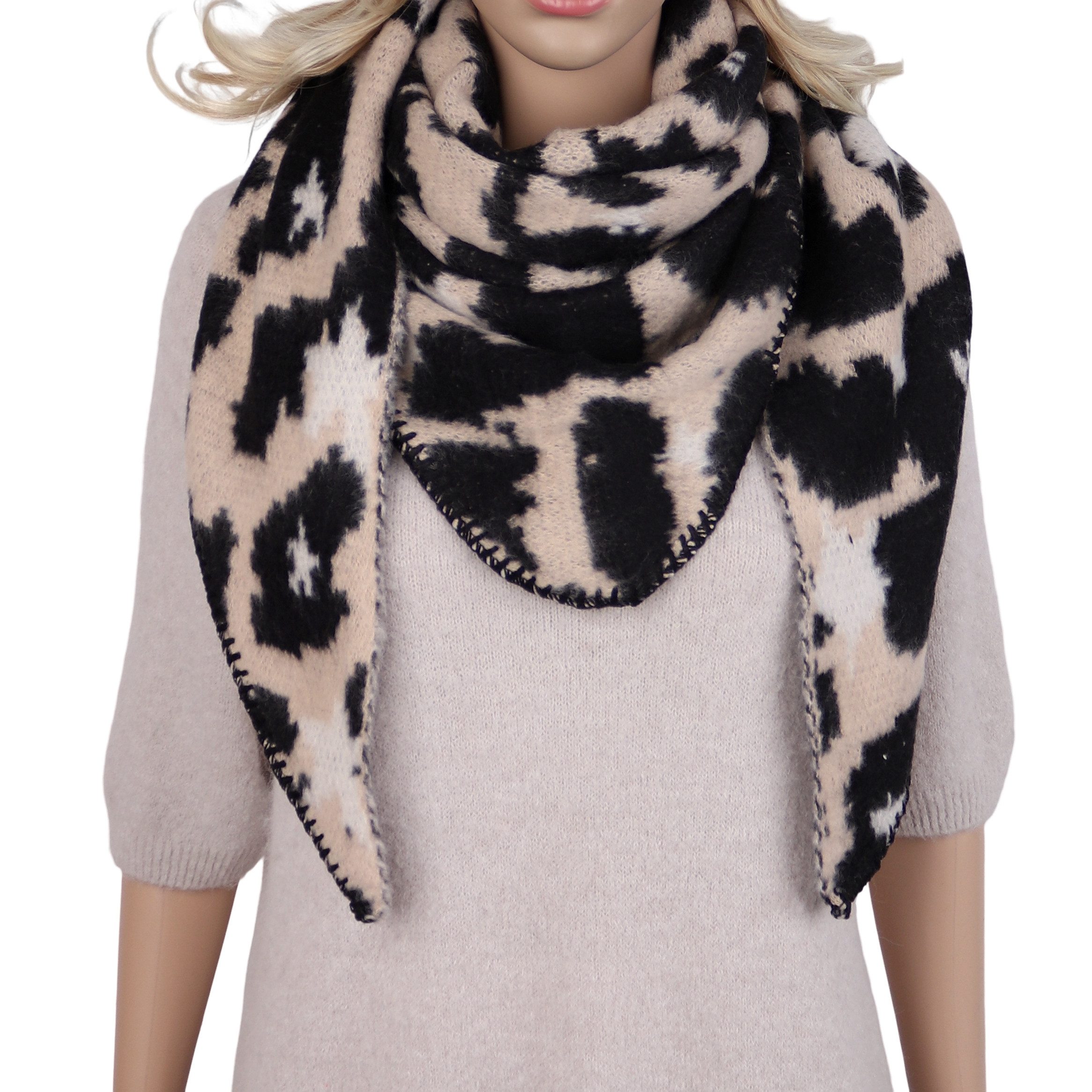 MIRROSI Dreieckstuch Damen weiches Viskose Tuch 80x170 cmmit Leo-Muster, (Neue Kollektion Herbst/Winter 2026), mit Leo-Muster, Animal-Print