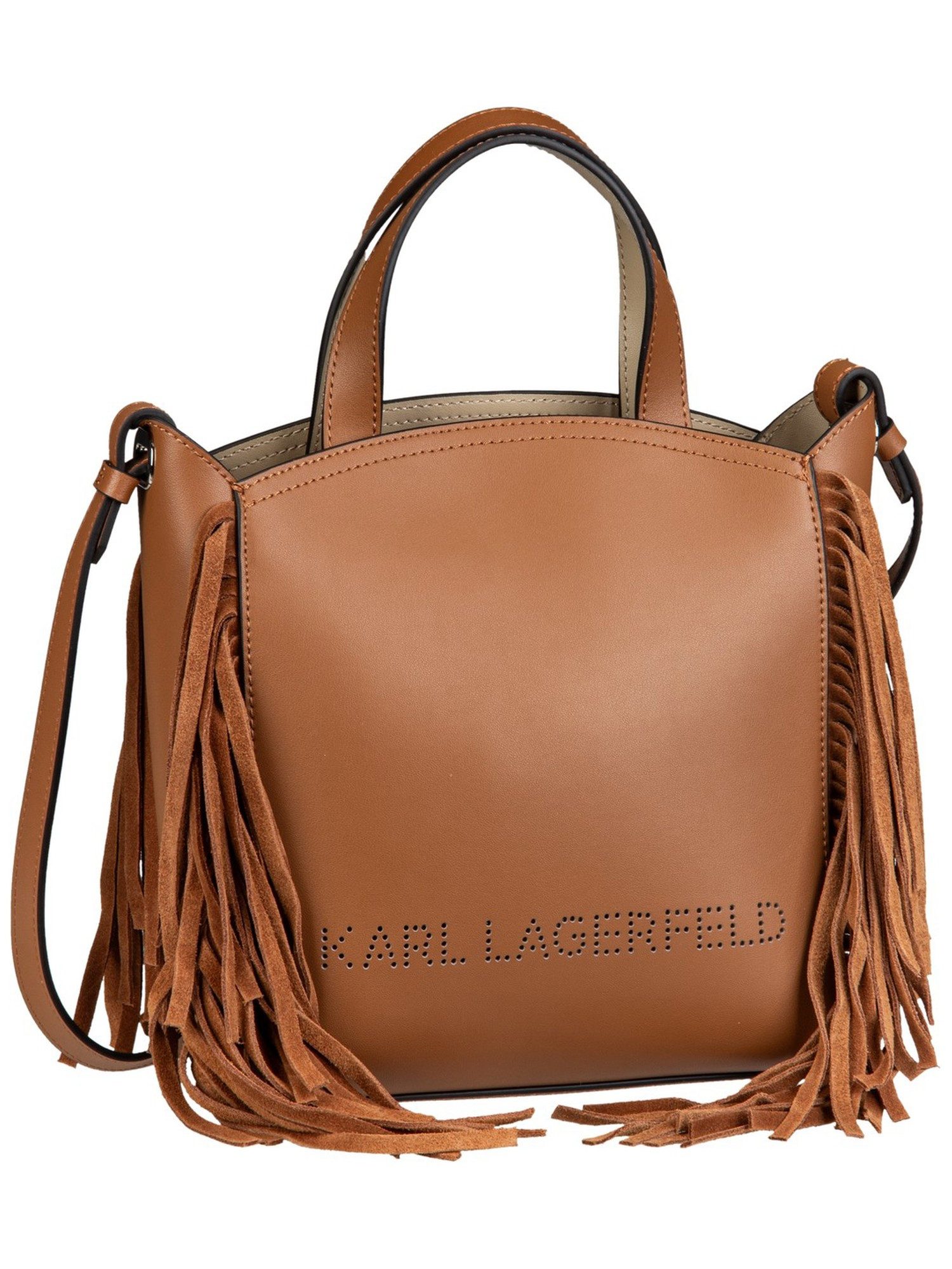 KARL LAGERFELD Handtasche K/Circle SM Zip Tote Fringes Black/Nickel - Tote Bag-Onesize, Tote Bags