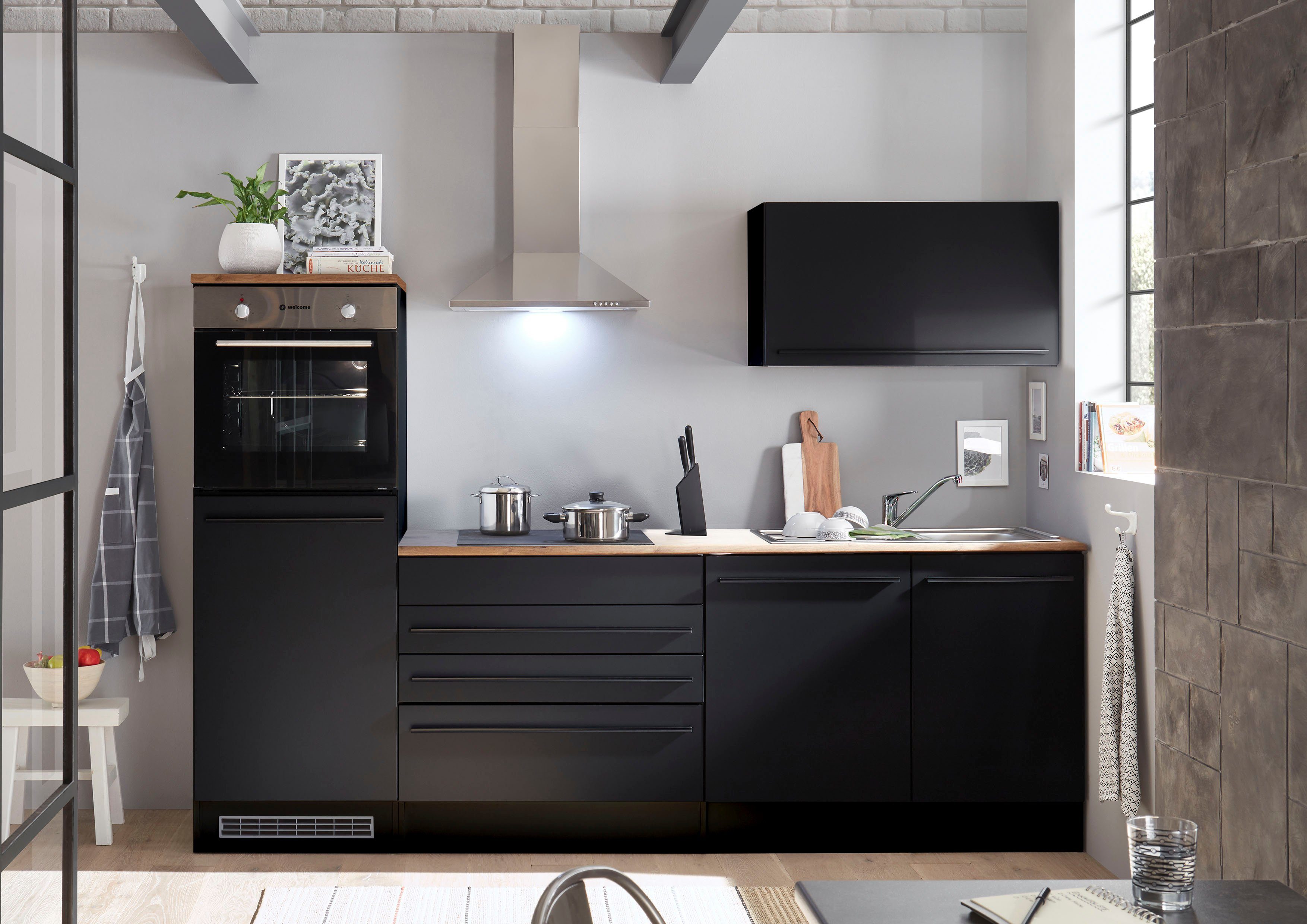 BASIC by Balculina Küchenzeile Jazz, Breite 260 cm, wahlweise mit E-Geräten