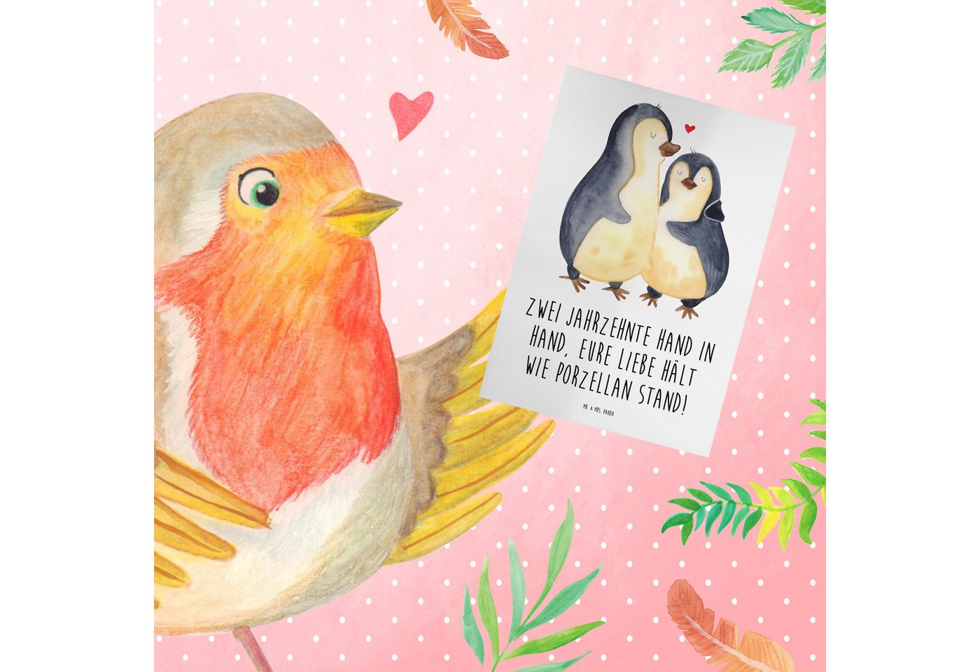 Thumbnail - Mr. & Mrs. Panda Grußkarte 20. Hochzeitstag Porzellanhochzeit - Weiß - Geschenk, Ehe, Hochzeitsg