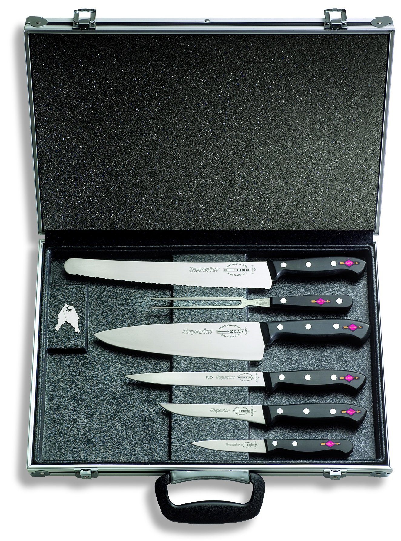 F. DICK Messer-Set Dick 8116900 Superior Kochkoffer Magnetkoffer bestückt 6 teilig