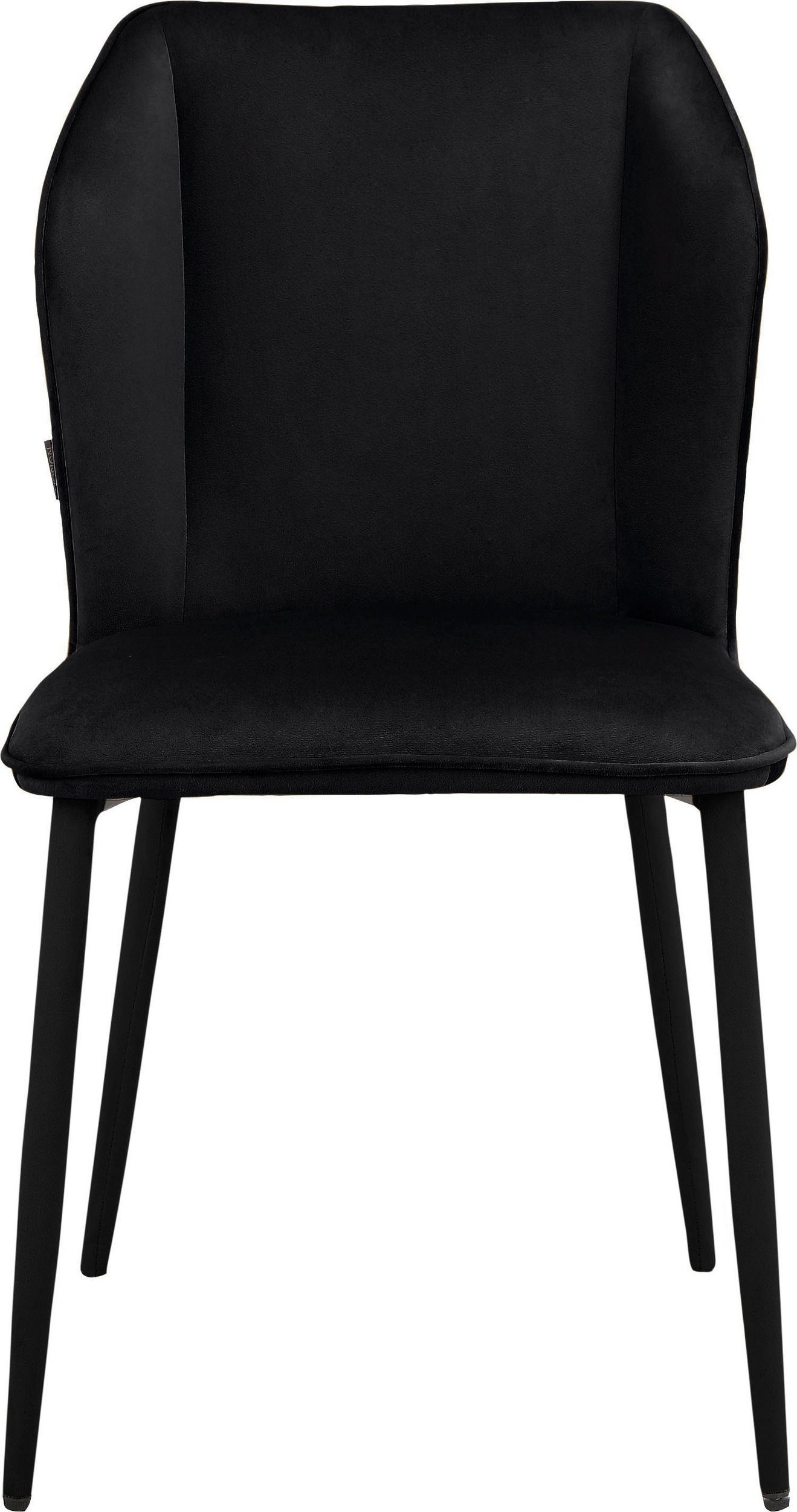 loft24 Esszimmerstuhl Vivi (Set, 2 St), Schalenstuhl mit Bezug in Samtoptik, Sitzhöhe 49 cm schwarz | schwarz | schwarz