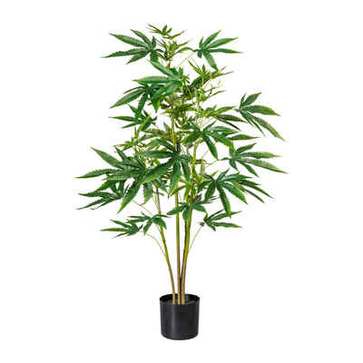 Kunstpflanze Hanfpflanze künstlich Marihuana Hanf Pflanze Dekopflanze Deko 1337 Cannabis, PassionMade, Höhe 90 cm, Marihuanapflanze Marihuanabaum im Topf