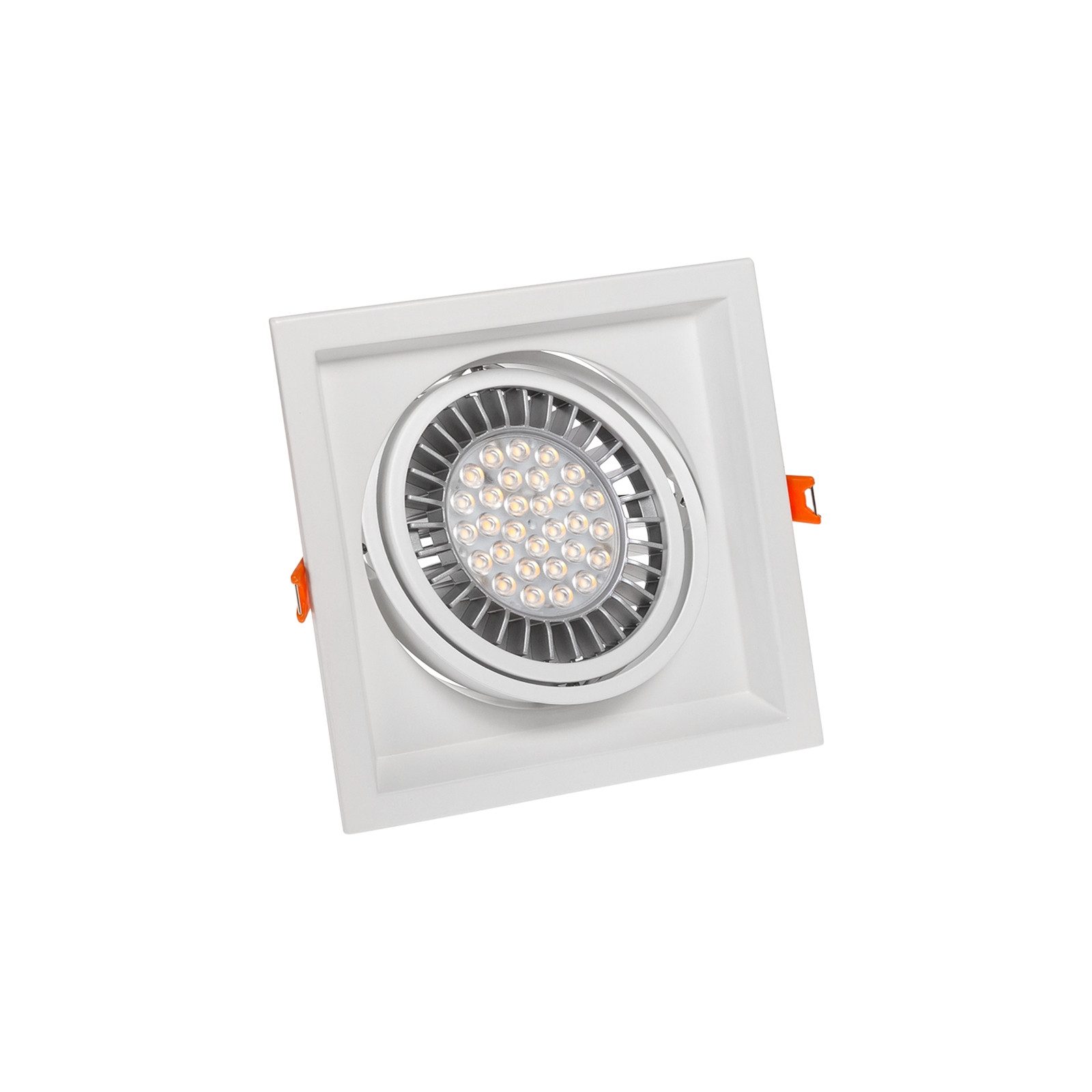 Spectrum LED Einbaustrahler LED GU10 AR111 Einbaustrahler Downlight max. 25W schwenkbar weiß eckig, Kein Leuchtmittel enthalten, schwenkbar