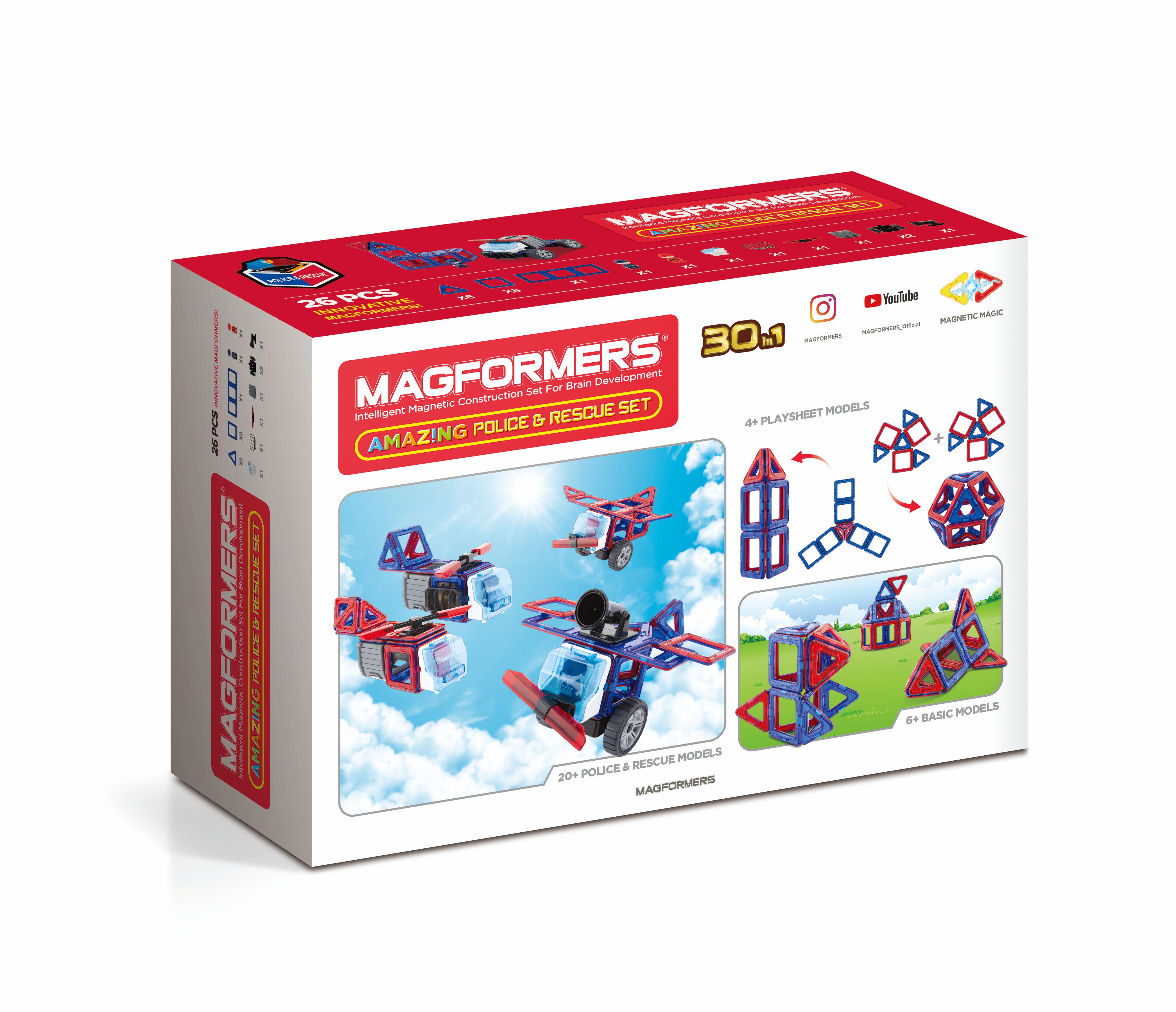 MAGFORMERS 278-58 - Magformers Amazing Police & Rescue Set Magnetspielbausteine, (26 St)