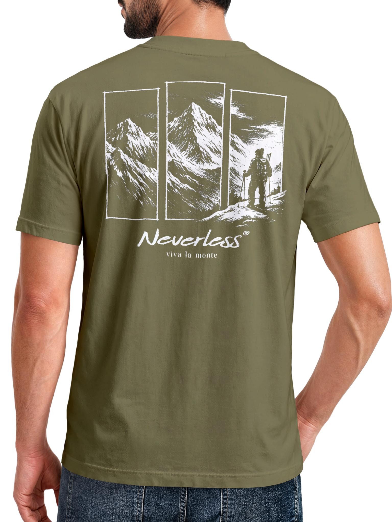 Neverless Print-Shirt Herren T-Shirt Backprint Grafik Aufdruck Nature Outdoor Wandern mit Print