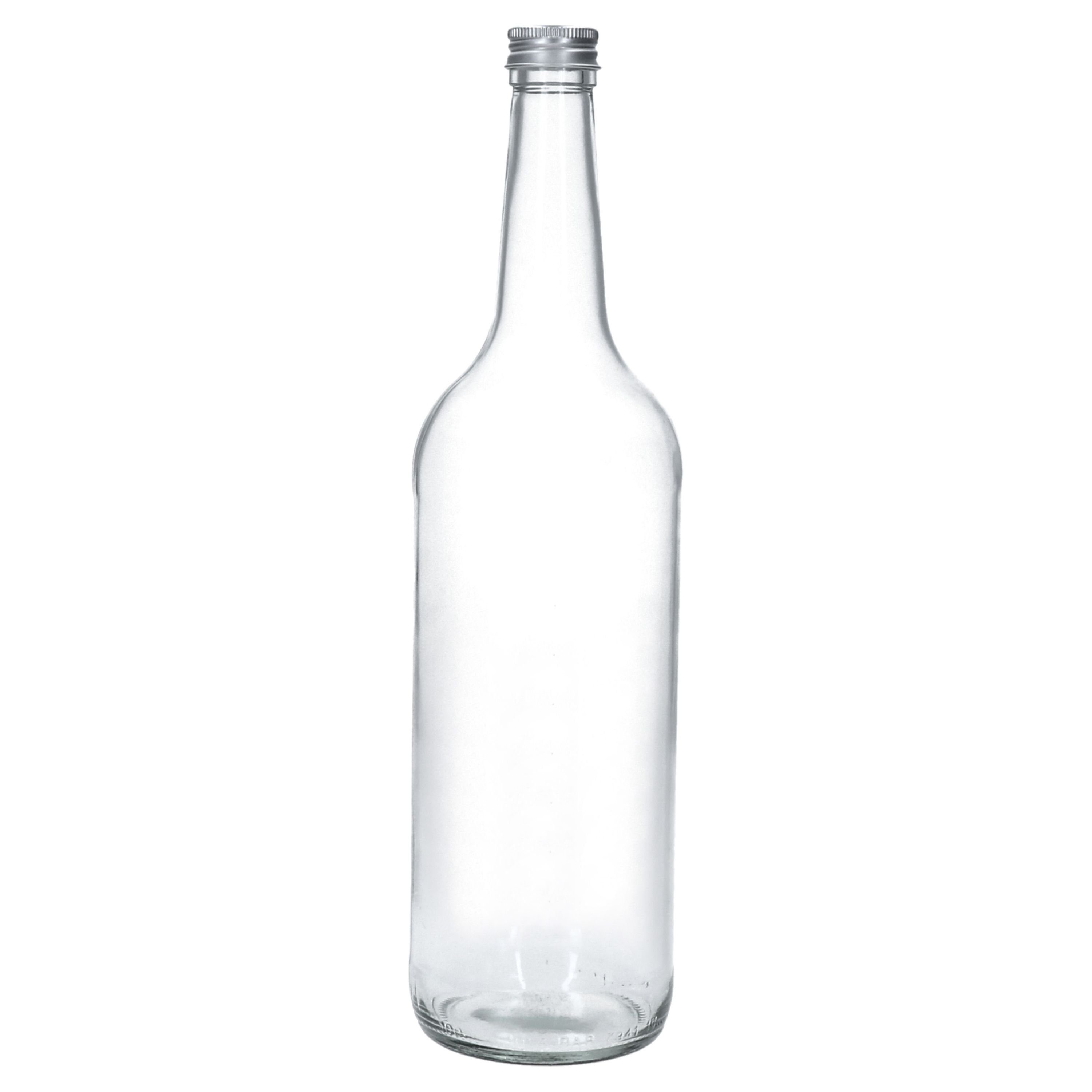 MamboCat 6tlg Vorratsglas Erkas Geradhalsflasche Set Glas 1L Flaschenüberzug, Deko-Haube