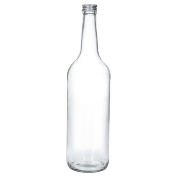 MamboCat Vorratsglas 6tlg Set Deko-Haube Erkas Geradhalsflasche 1L Flaschenüberzug, Glas