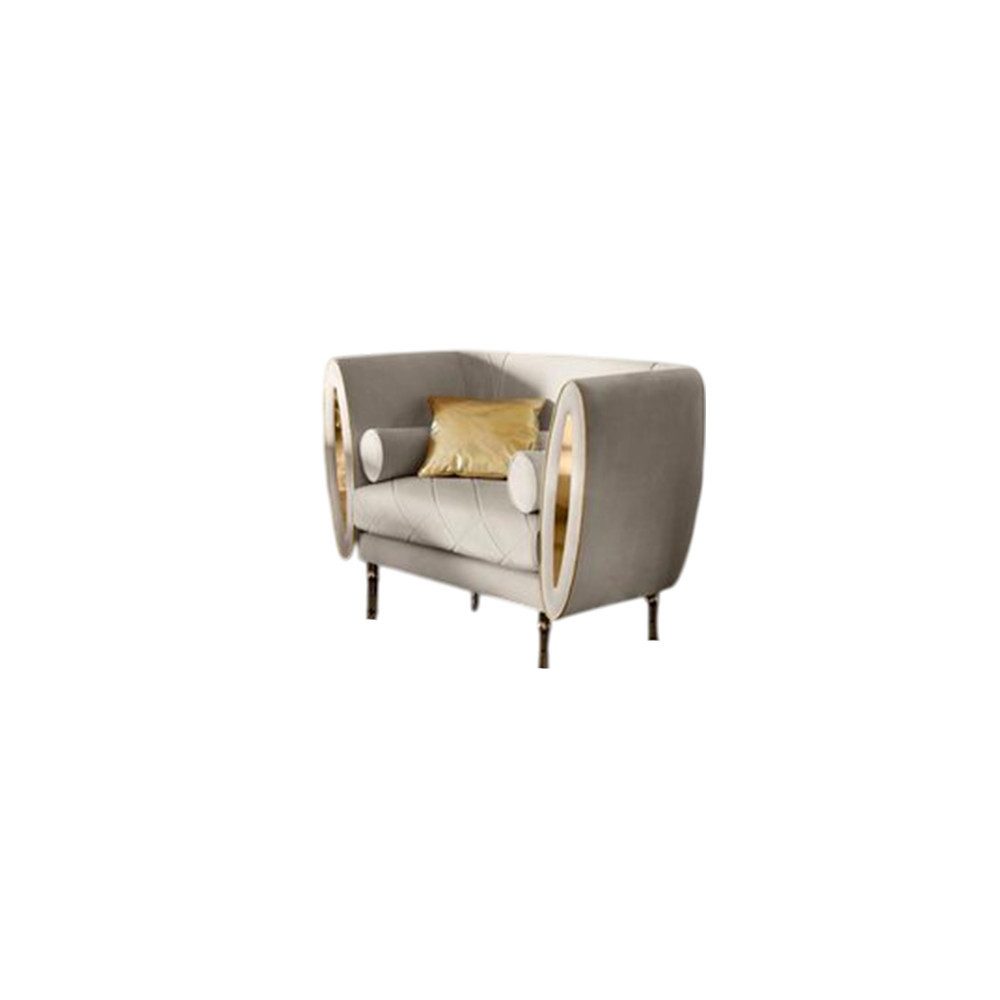 Xlmoebel Sessel Barock-Rokoko TV-Sofa mit kunstvollen Schnitzereien in Beige (1 Sitzer), Hergestellt In Italy