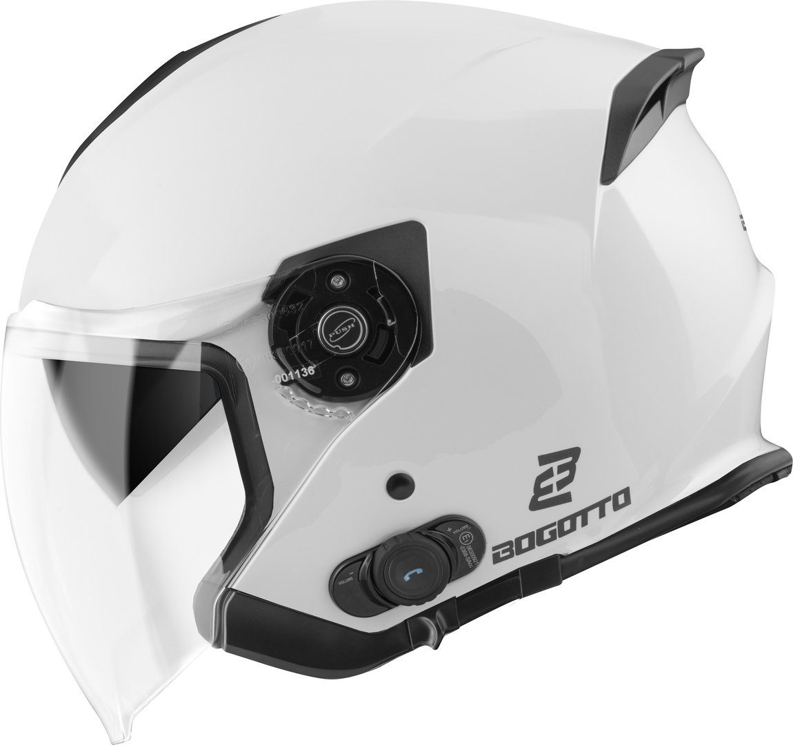 Bogotto Motorradhelm H586 BT Solid Bluetooth Jethelm, integriertes Kommunikationssystem,geeignet für Brillenträger,hera