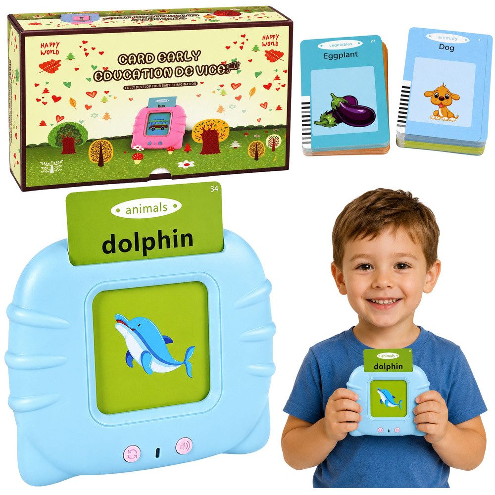 LEAN TOYS Lernspielzeug Sprachtrainer Lernkarten Wortschatztrainer (Spar-Set, 1-St., 10,5x8,8x2,1 cm leicht), 224 Wörter, Englisch-Audio, USB-Akku, Abschaltautomatik