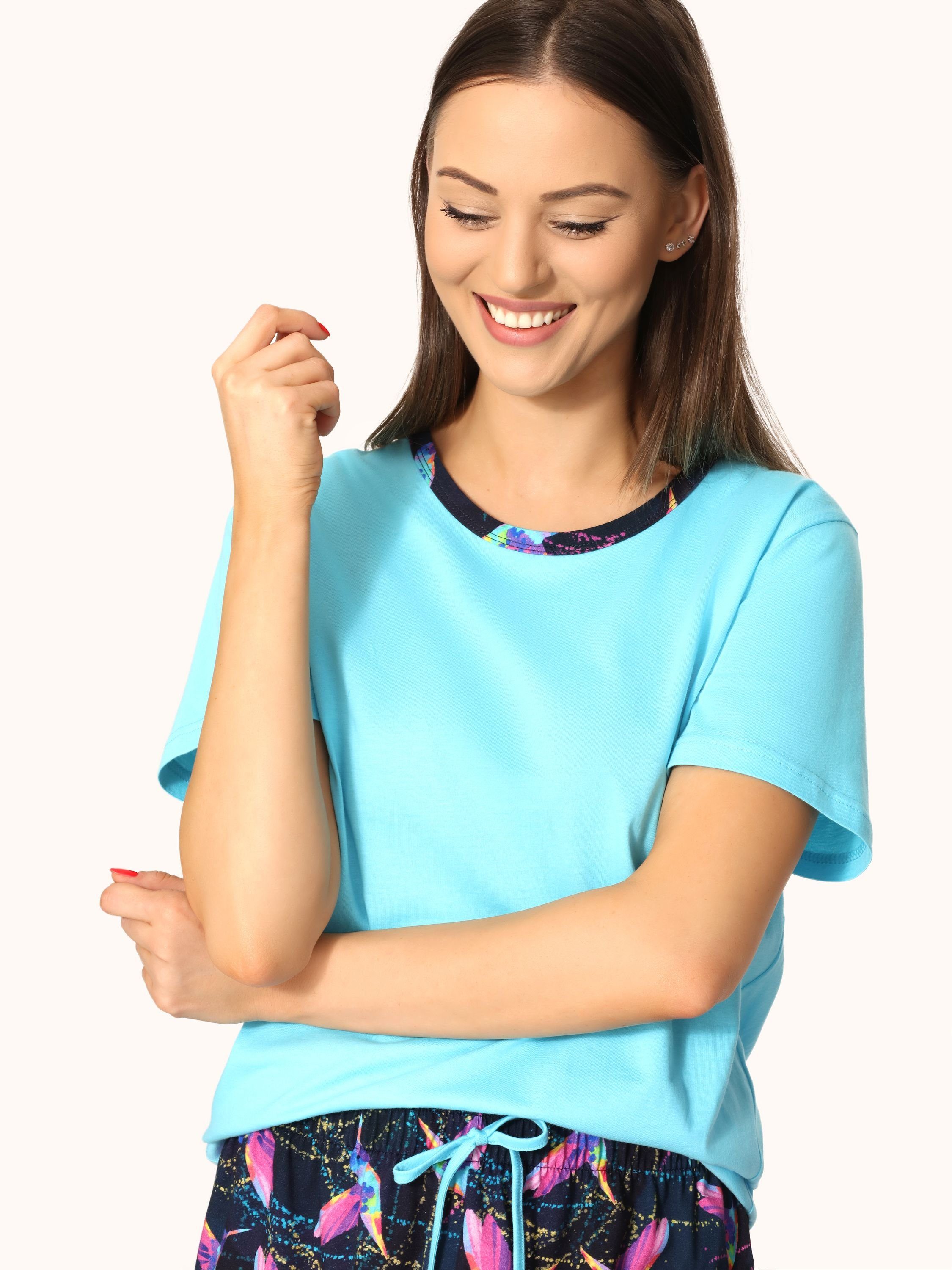 MS10-396 Blau Merry Kolibri Schlafanzug Schlafanzug Damen Style