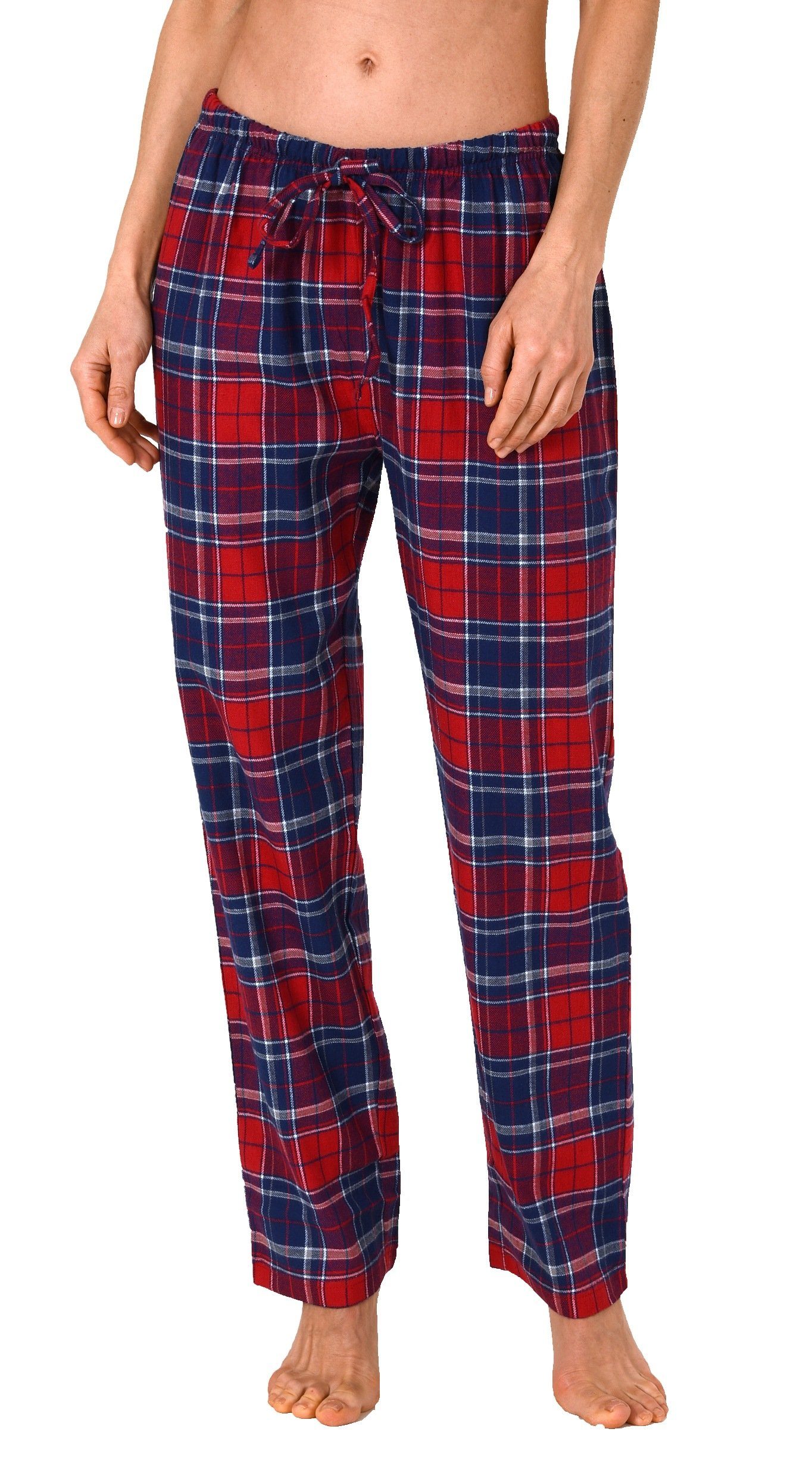 Normann Pyjama Dame Flanell Schlafanzug Hose kariert aus Baumwolle ideal zum relaxen