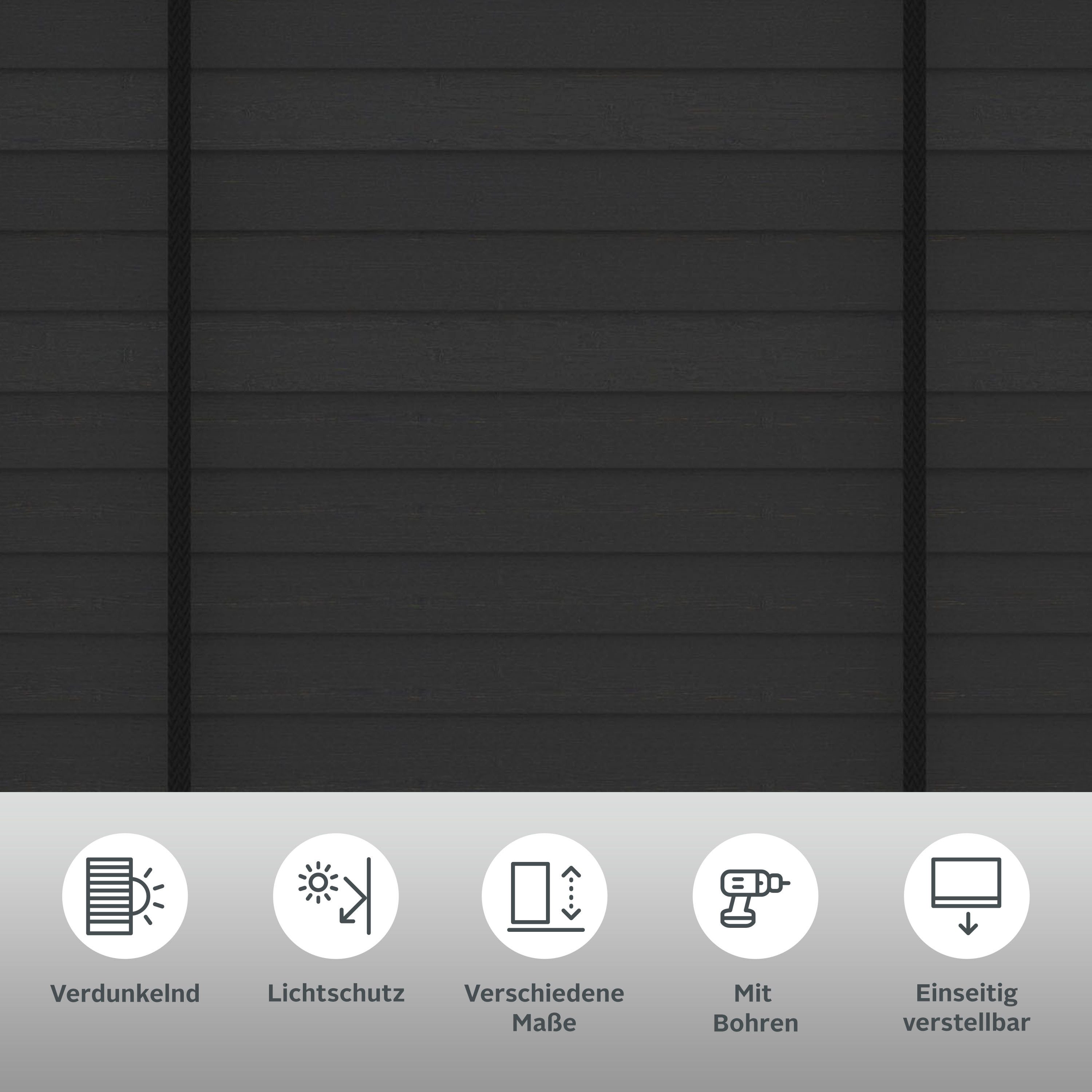 my home Jalousie Alexia, mit Bohren, freihängend, aus Bambus mit 50mm Lamellen, Bedienung durch Schnurzug