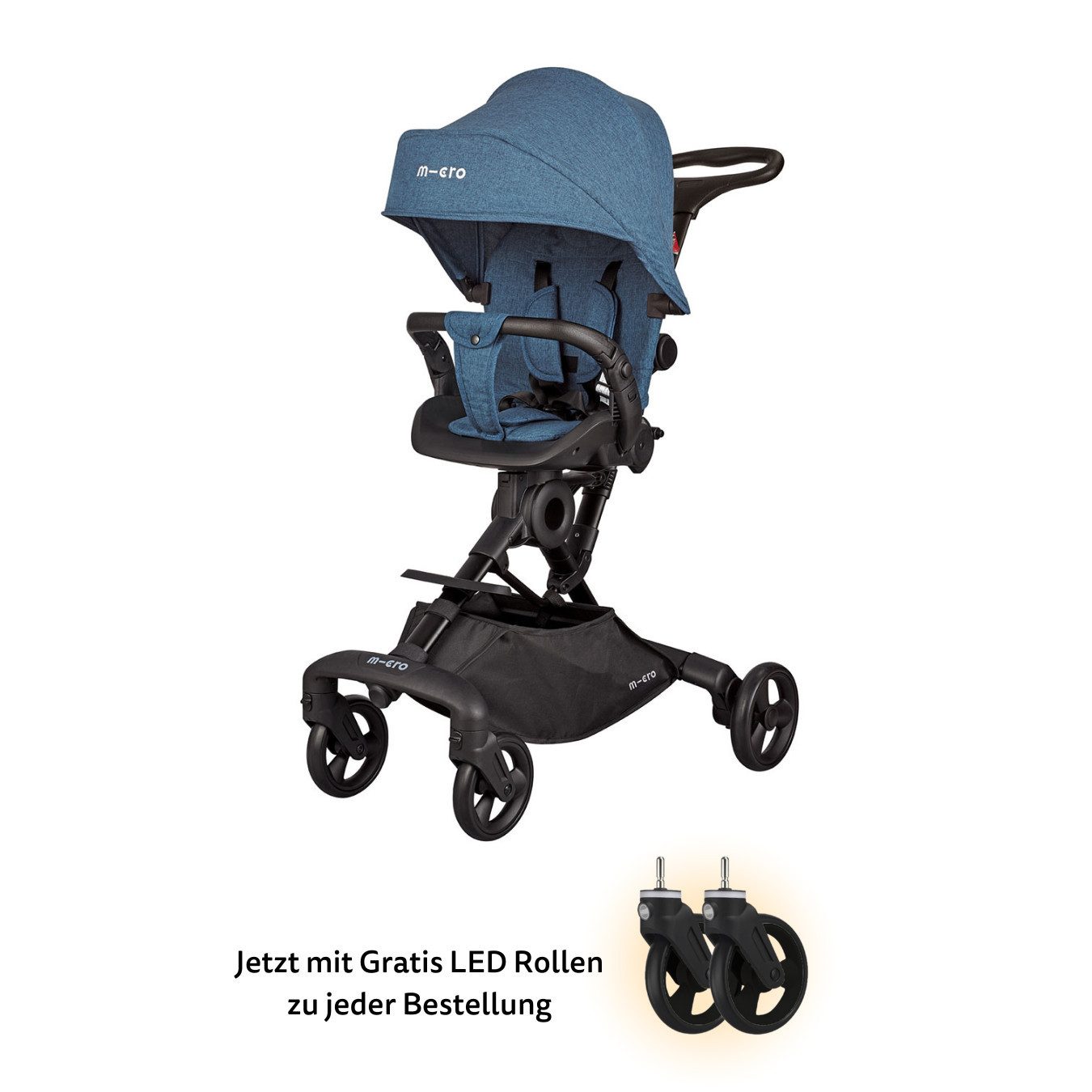 Dreirad-Kinderwagen micro trike 360 grad aqua inkl. LED Rollen