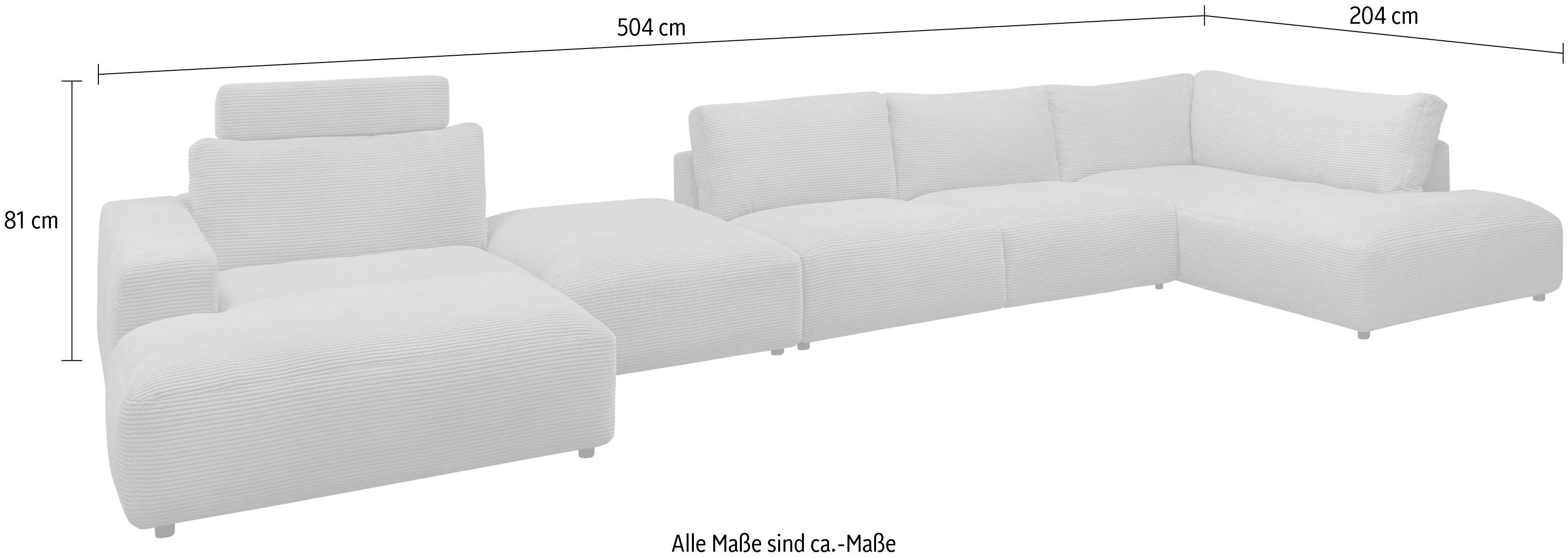 Musterring Wohnlandschaft Lucia U-Form, Cord-Bezug, inklusive Kopfstütze, Gesamtbreite 524 cm