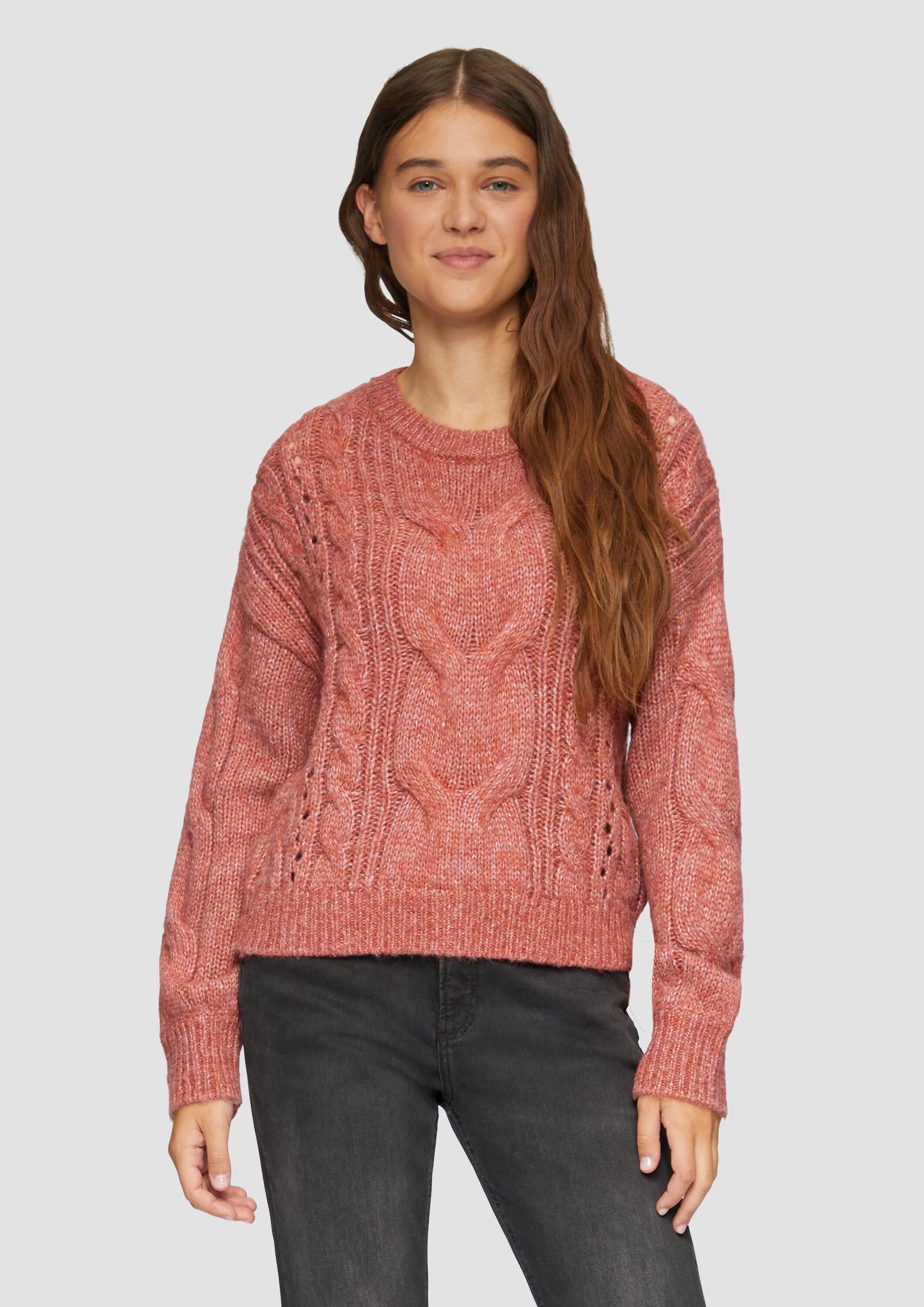 QS Longpullover Strickpullover Softer Zopfstrickpullover mit günstig online kaufen