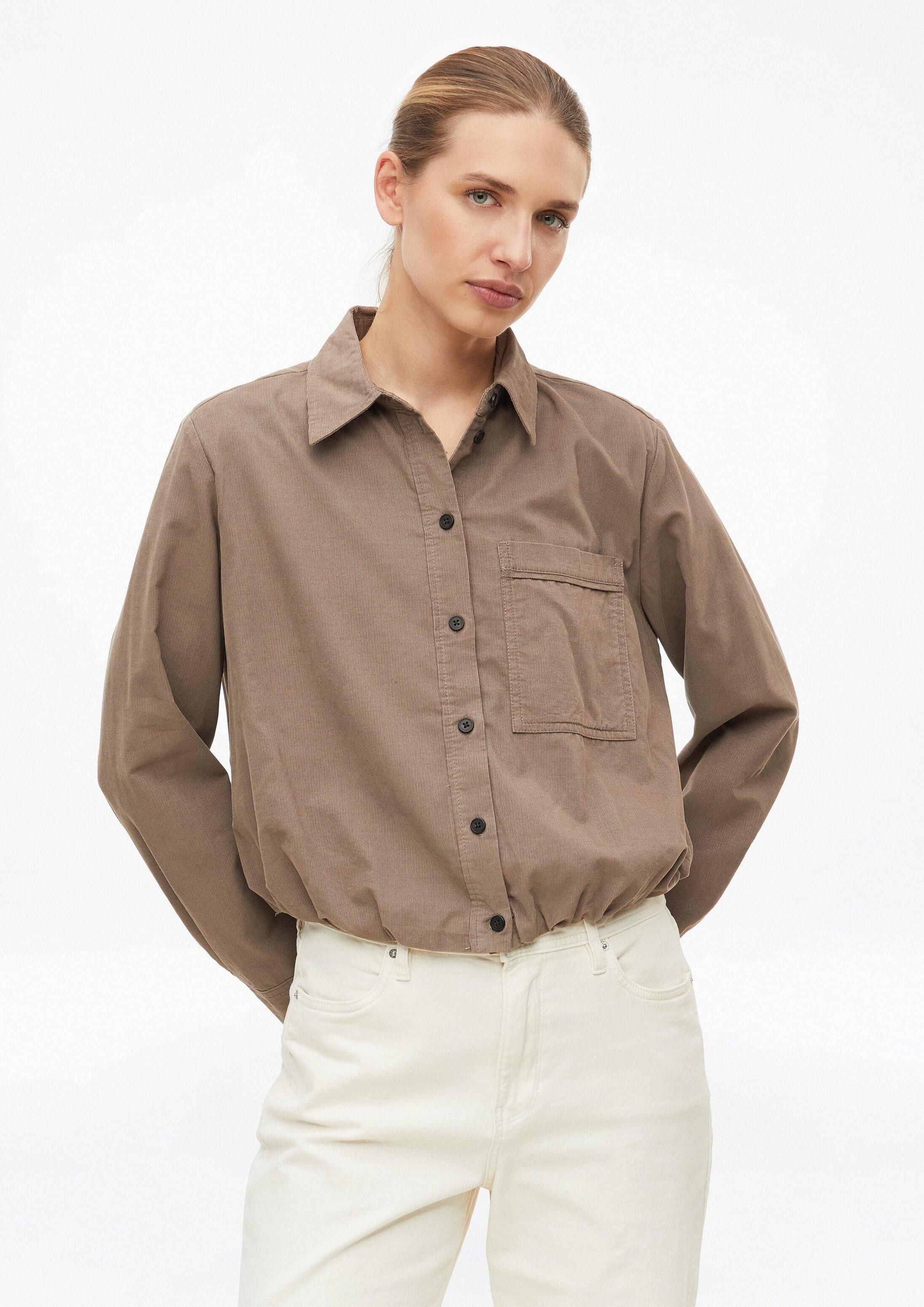 s.Oliver Langarmbluse Bluse Feincord-Bluse mit Ballon-Saum