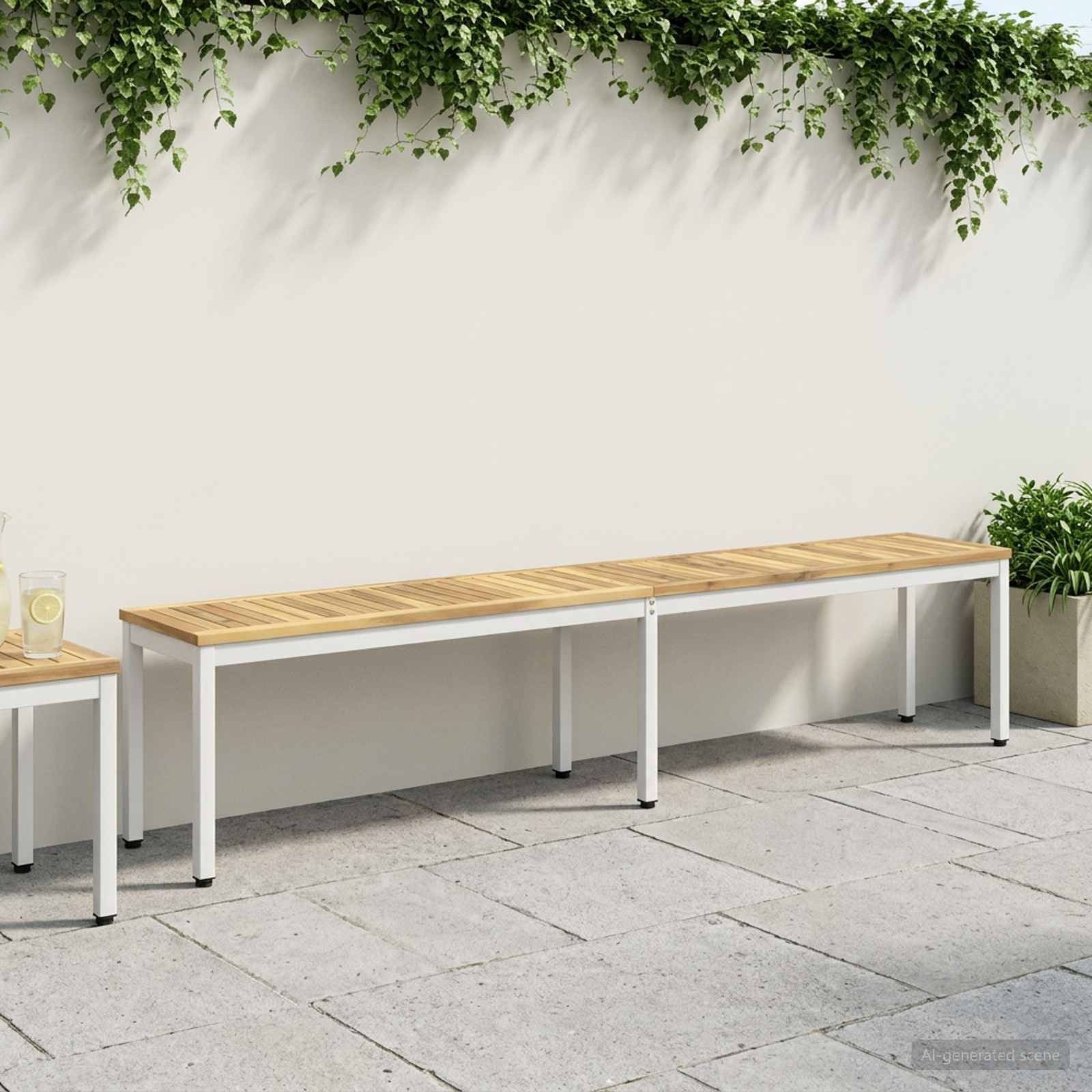 vidaXL Gartenbank Gartenbank 201 x 35 x 45 cm Massivholz Weiß Rechtwinklig (1-St)