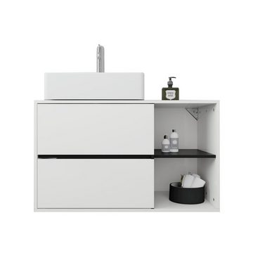 LuxeBath Badmöbel-Set Waschbeckenunterschrank 100x60x45,5cm weiß/schwarz