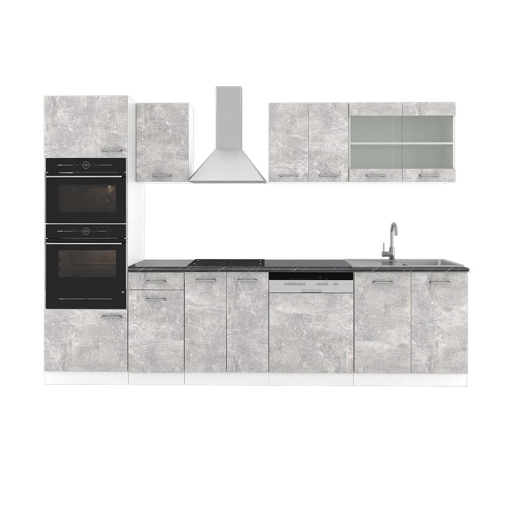 Vicco Küchenzeile R-Line, Beton/Weiß, 300 cm günstig online kaufen