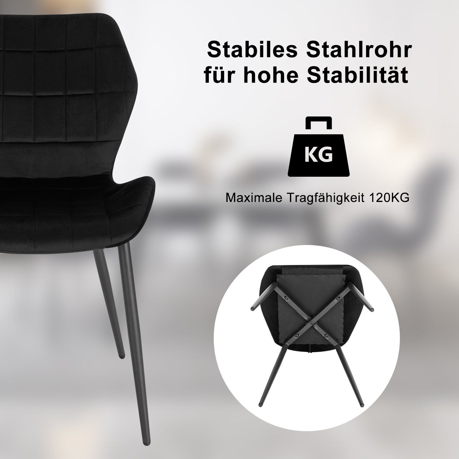 Metallbeine Esszimmerstuhl Stuhl, gepolsterter mit (4 Woltu Rückenlehne, St),