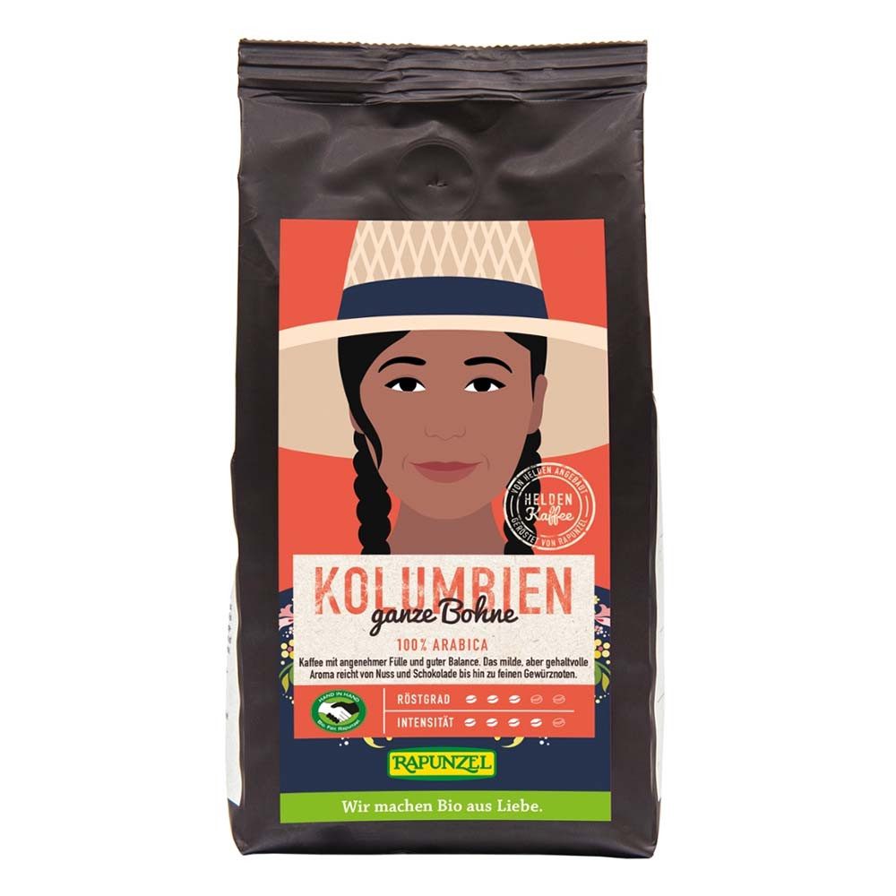 Rapunzel Kaffee Heldenkaffee - Kolumbien ganze Bohne 250g
