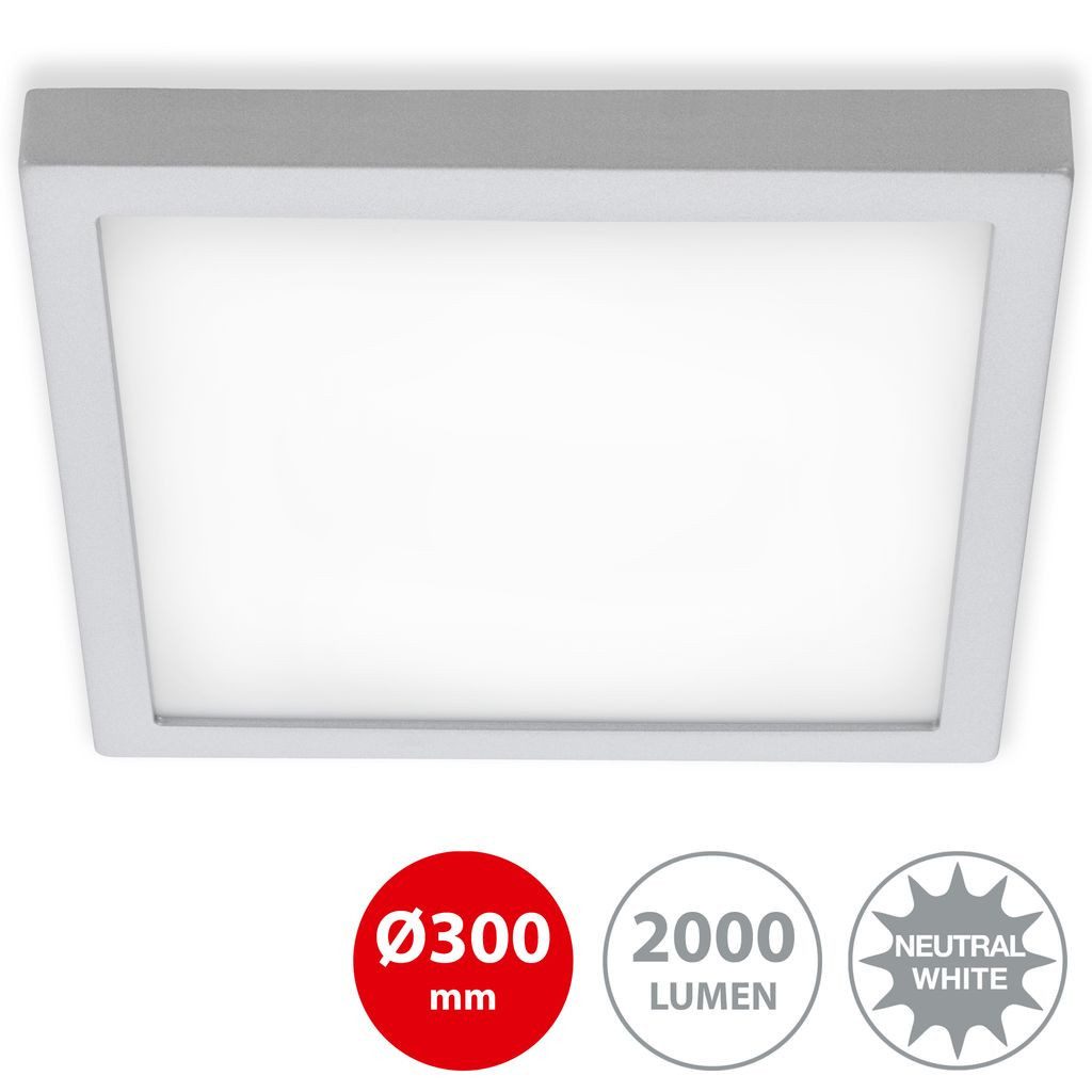 Briloner Leuchten LED Deckenleuchte 7142-414, LED fest integriert, 2700K - Extra-Warmweiß, Deckenlampe modern 21W 2.000lm 4000K IP20 30x30cm