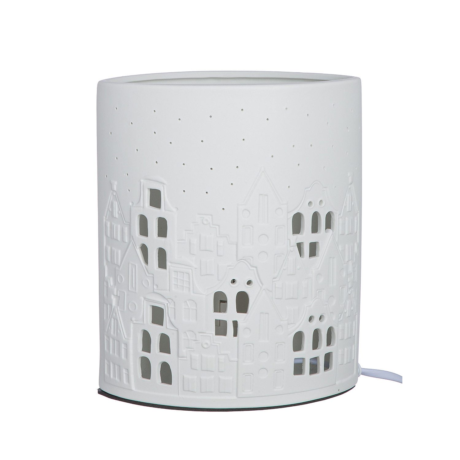 GILDE Tischleuchte STADTLICHTER - Tischleuchte in Weiß - H. 20cm - Tischdekoration, Dekoration - Leuchte - Weihnachten - Tischlampe - Weihnachtsdekoration