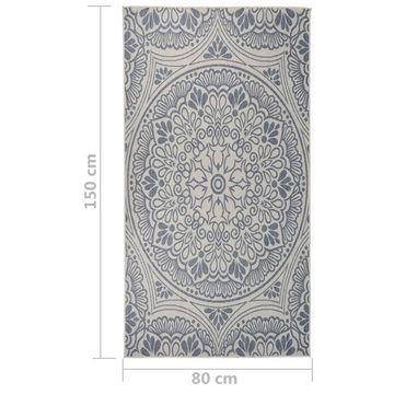 Teppich Outdoor-Flachgewebe 80x150 cm Blaues Muster, furnicato, Rechteckig
