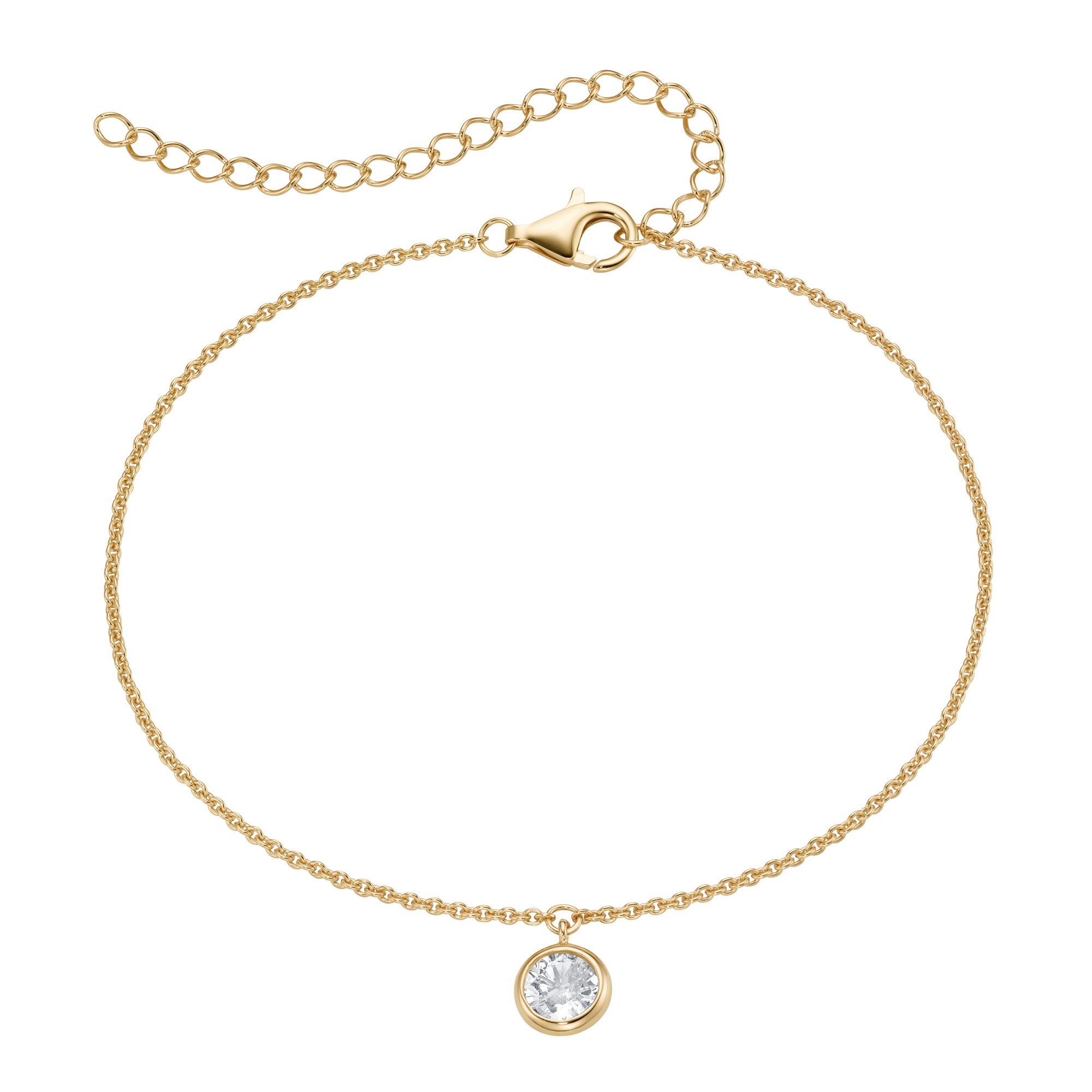 Firetti Fußkette mit Anhänger Schmuck Geschenk Silber 925 Körperschmuck Ankerkette Anhänger Solitär, mit Zirkonia (synth)