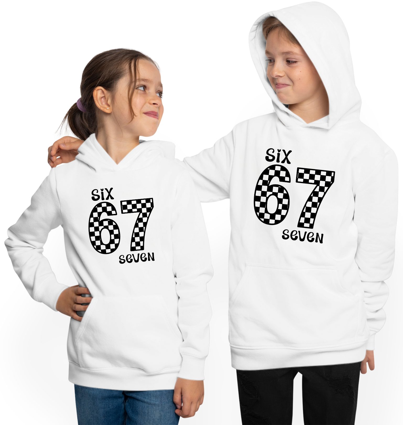 MyDesign24 Hoodie Kinder Kapuzensweatshirt 67 Hoodie Kapuzenpullover mit six seven Aufdruck i770