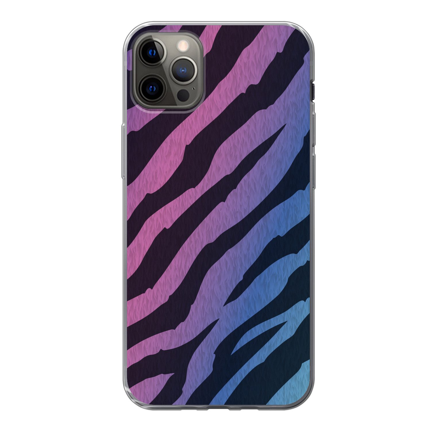 MuchoWow Handyhülle für Apple iPhone 13 Pro Max Tigerdruck - Blau - Lila - Farbenfroh, Smartphone-Bumper, Print, Handy Schutzhülle Dünn