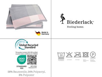 Wohndecke Check rosa, karierte Kuscheldecke in 150x200, Decke aus Baumwoll-Mix, Biederlack, Made in Germany