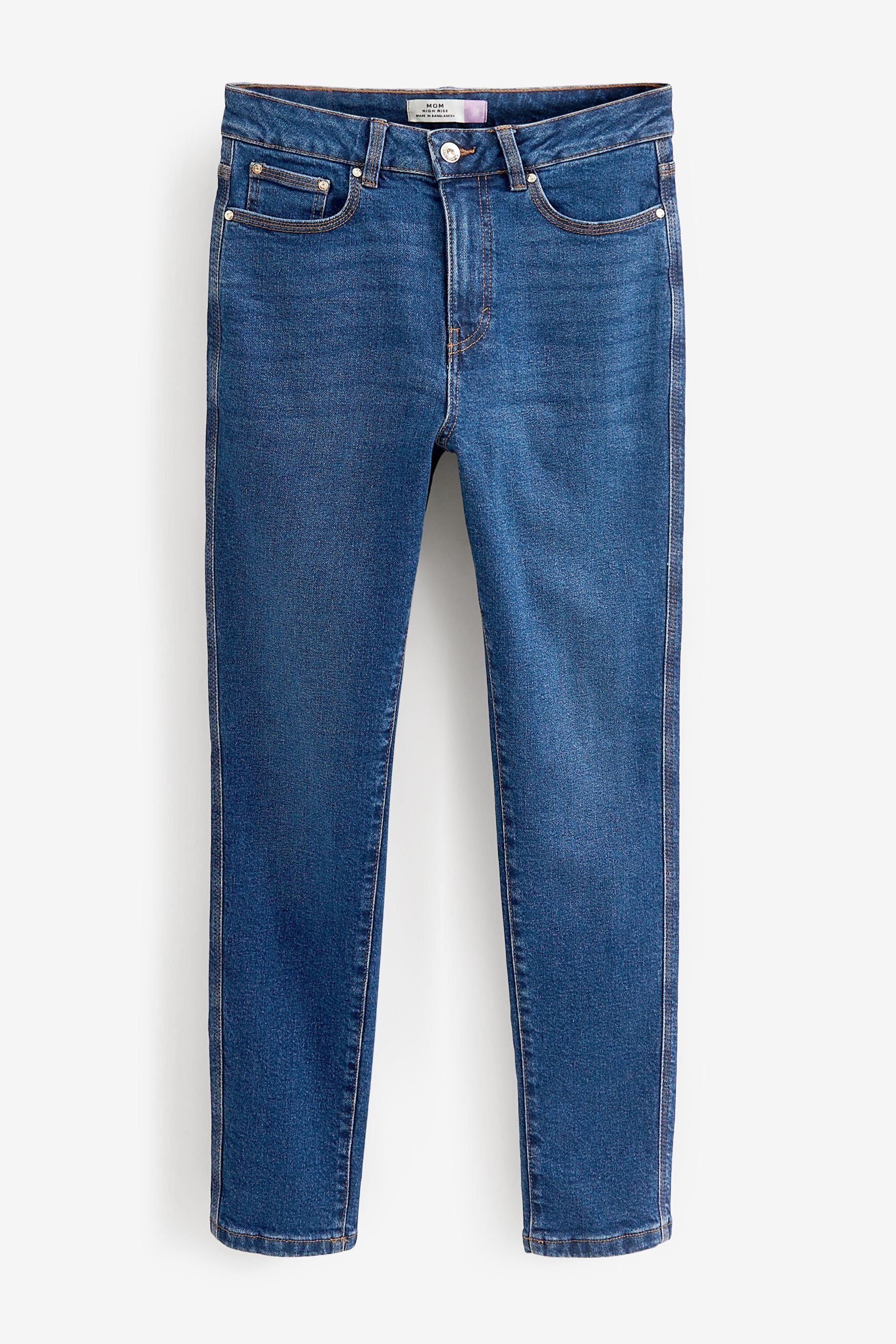 Mom-Jeans Dark (1-tlg) Next Stretch Blue Bequeme Mom-Jeans mit